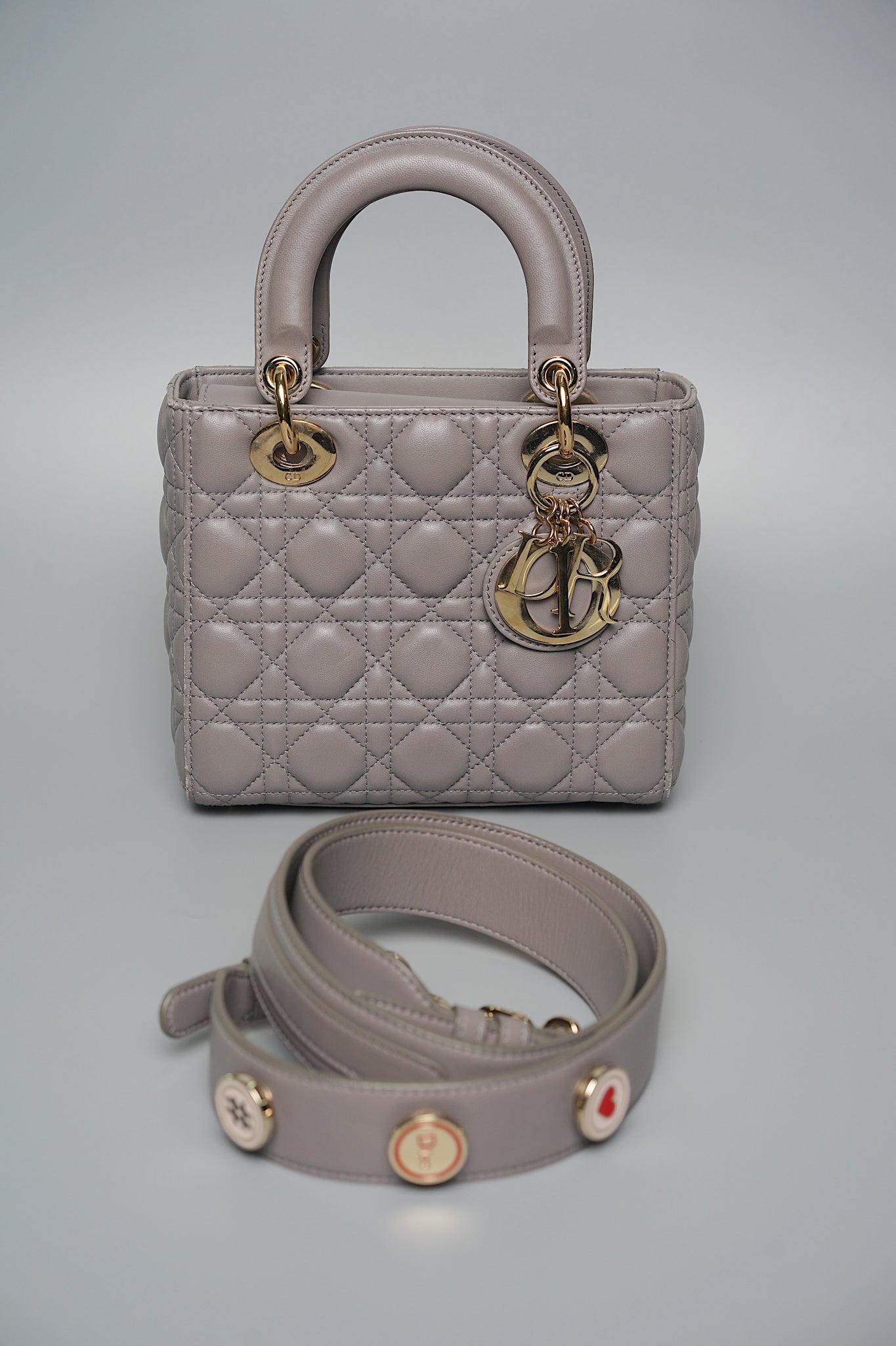 Small Lady Dior My ABCDior in Stone Gray Cannage Lambskin Lghw