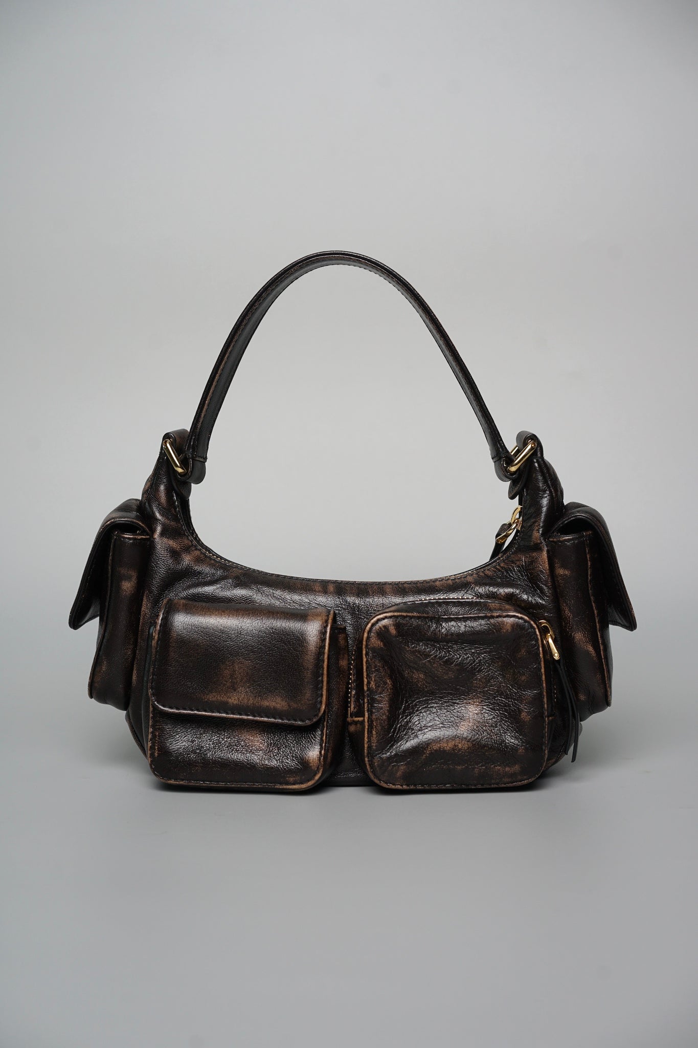 Miu Miu Nappa Leather Pocket Bag in Coffee Ghw