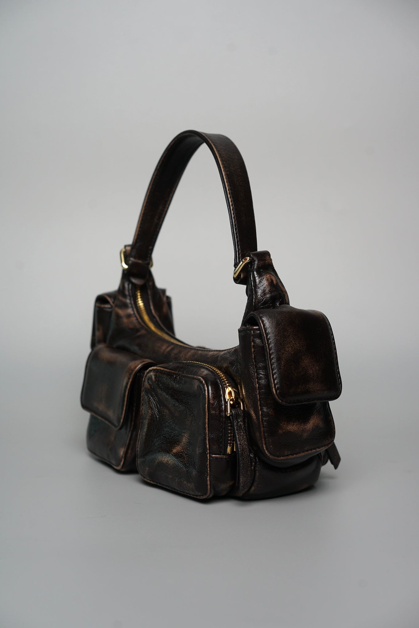 Miu Miu Nappa Leather Pocket Bag in Coffee Ghw