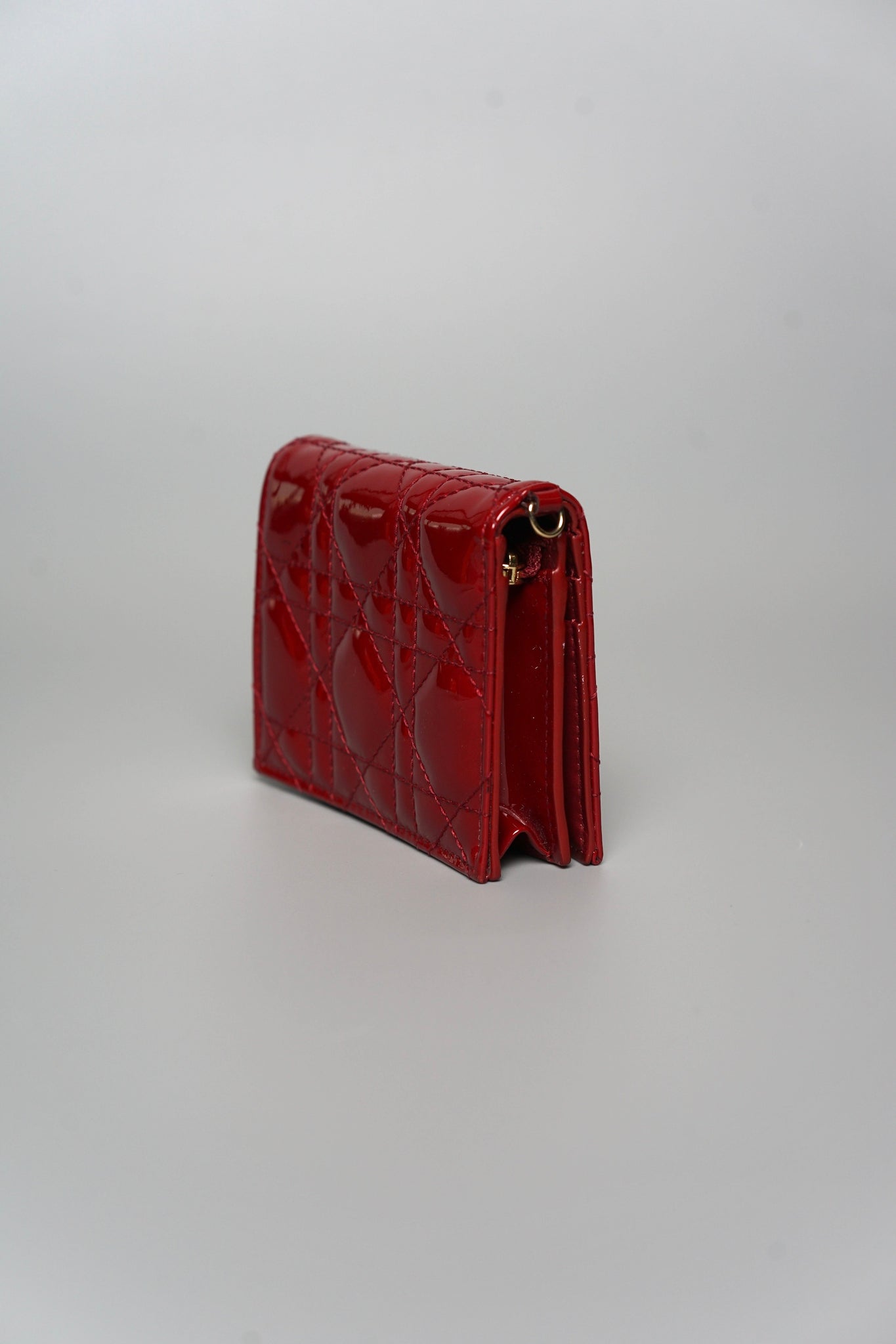 Mini Lady Dior Card Case in Red Ghw