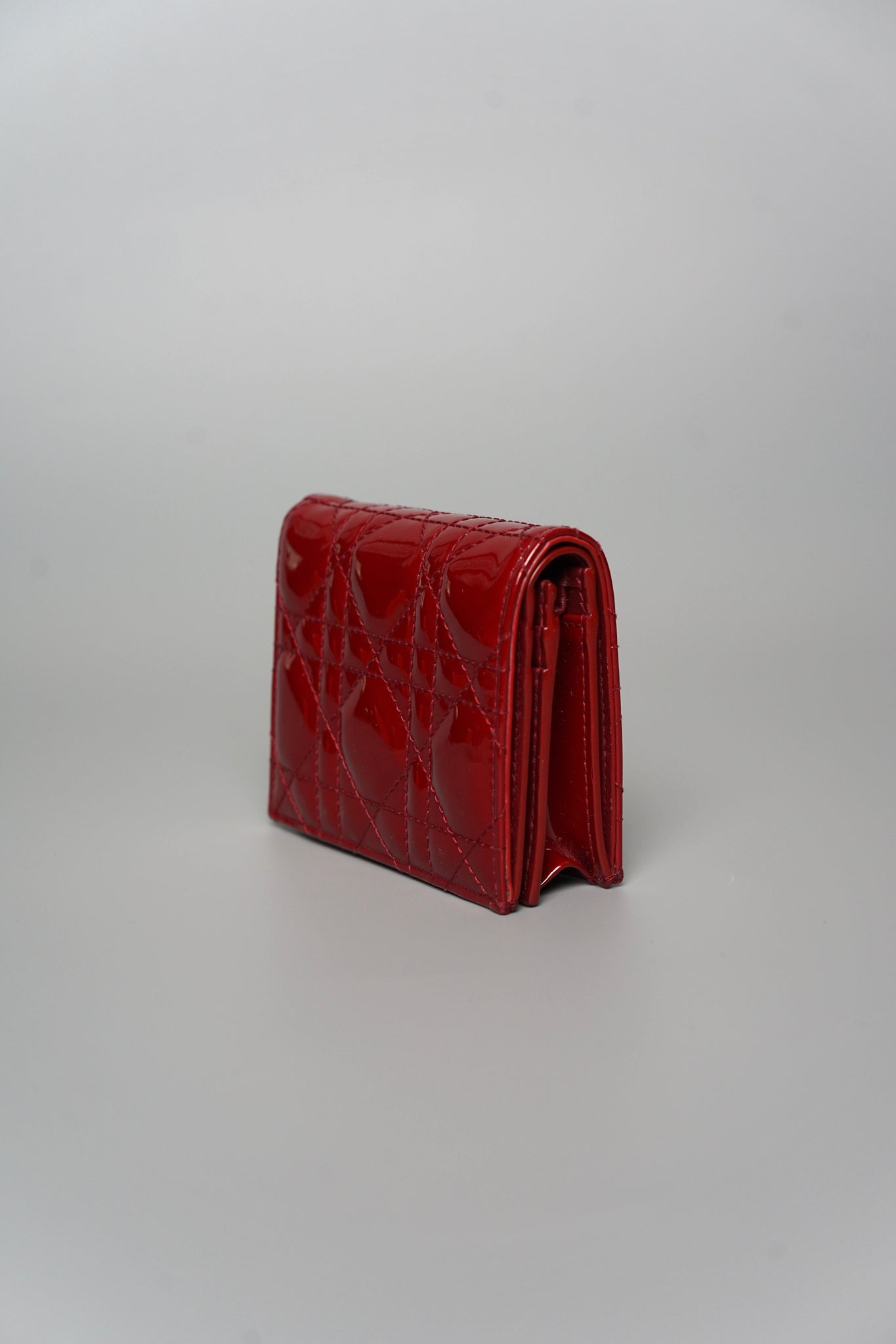 Mini Lady Dior Card Case in Red Ghw
