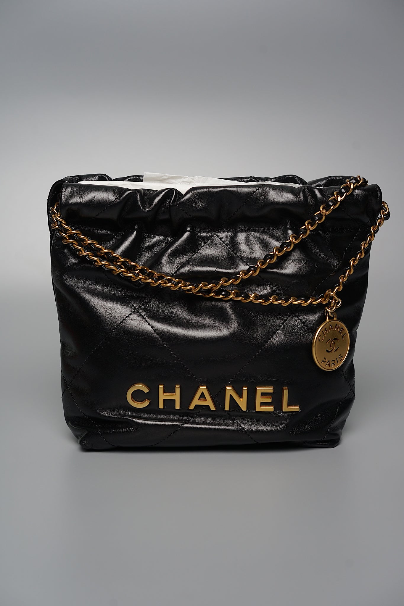 Chanel 22 Mini in Black Shiny Calfskin Ghw