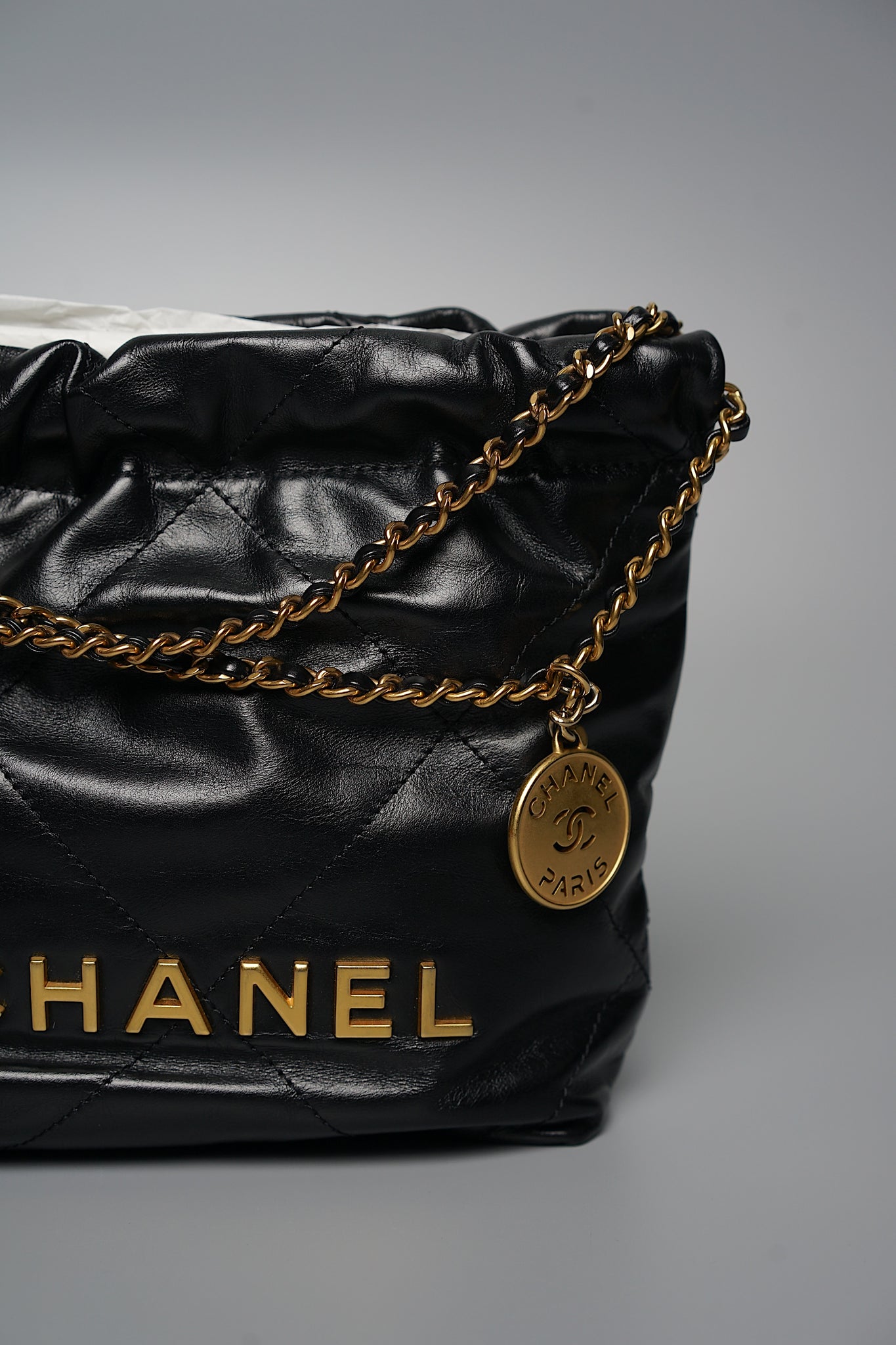 Chanel 22 Mini in Black Shiny Calfskin Ghw