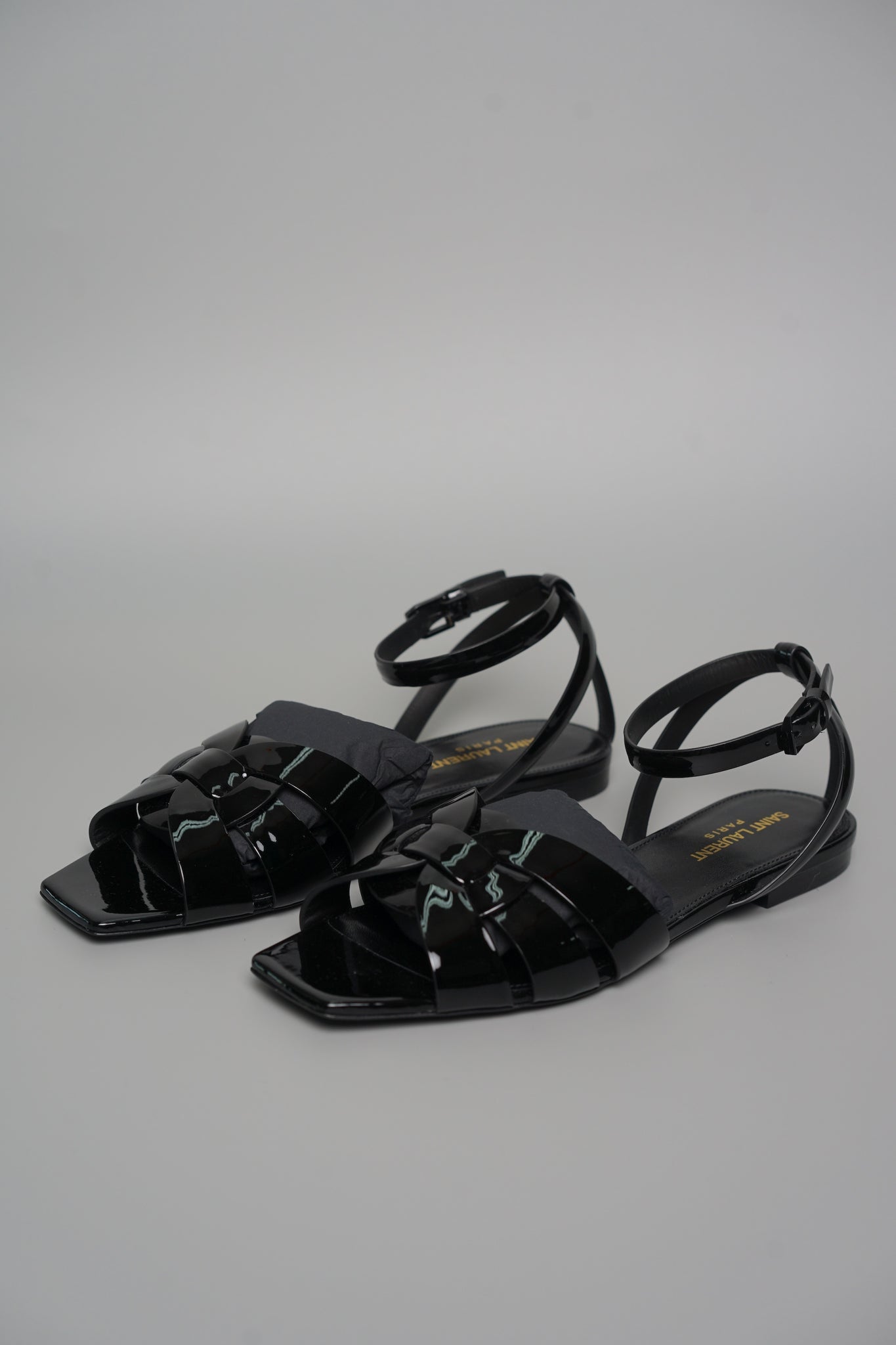 Saint Laurent Flat Tribute Sandal in Black Size 38 (Brand New)