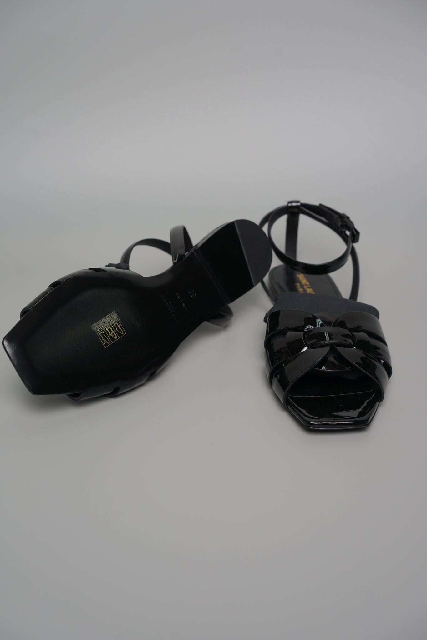Saint Laurent Flat Tribute Sandal in Black Size 38 (Brand New)