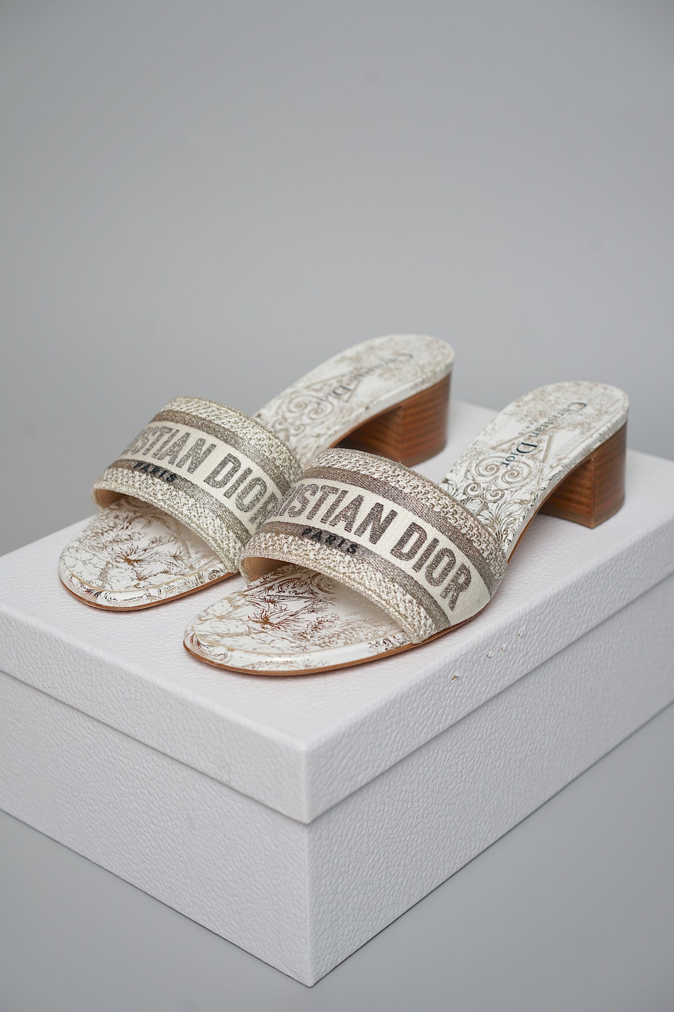 Dior Dway Heeled Slide in Gray Size 39 (Brand New)