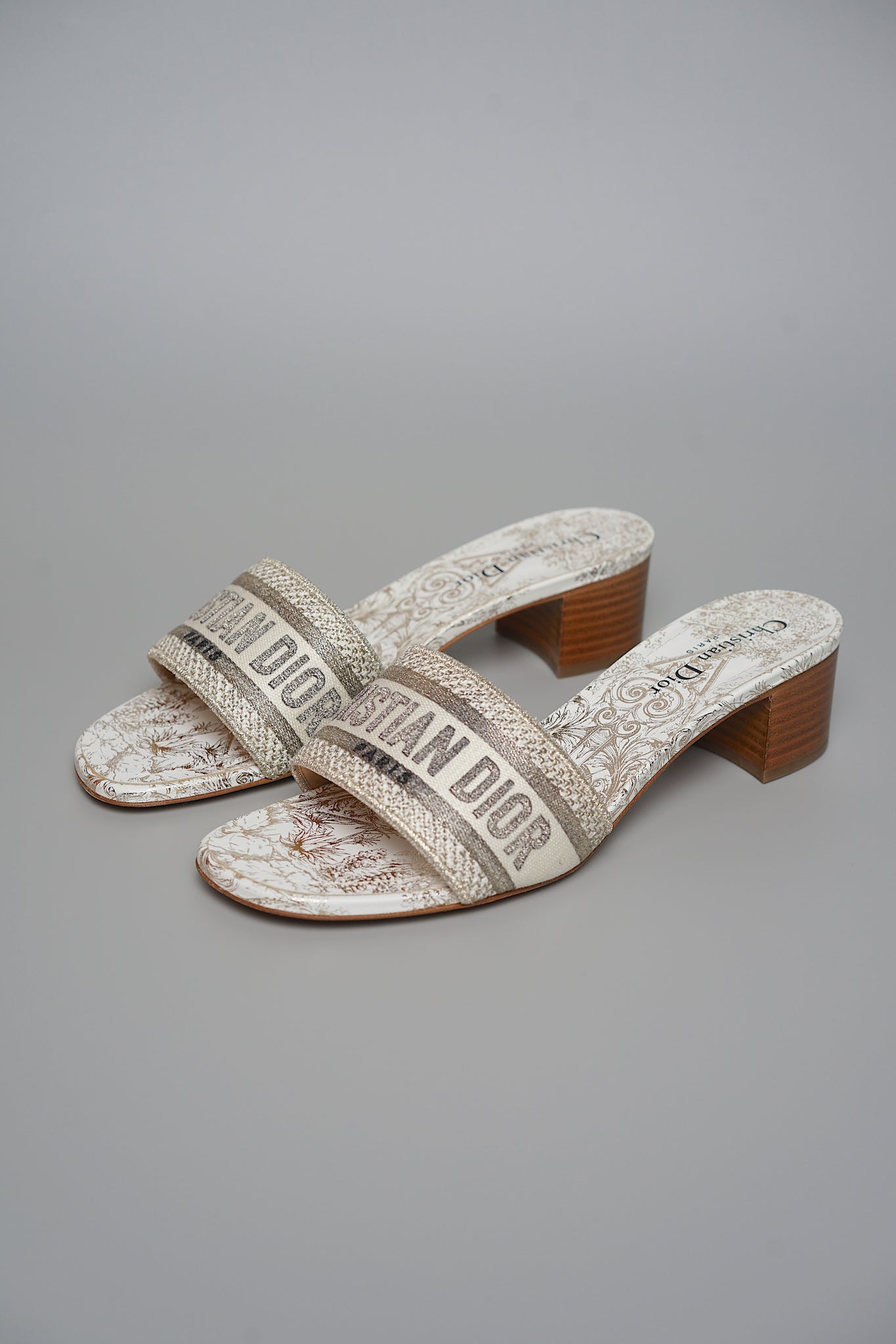 Dior Dway Heeled Slide in Gray Size 39 (Brand New)