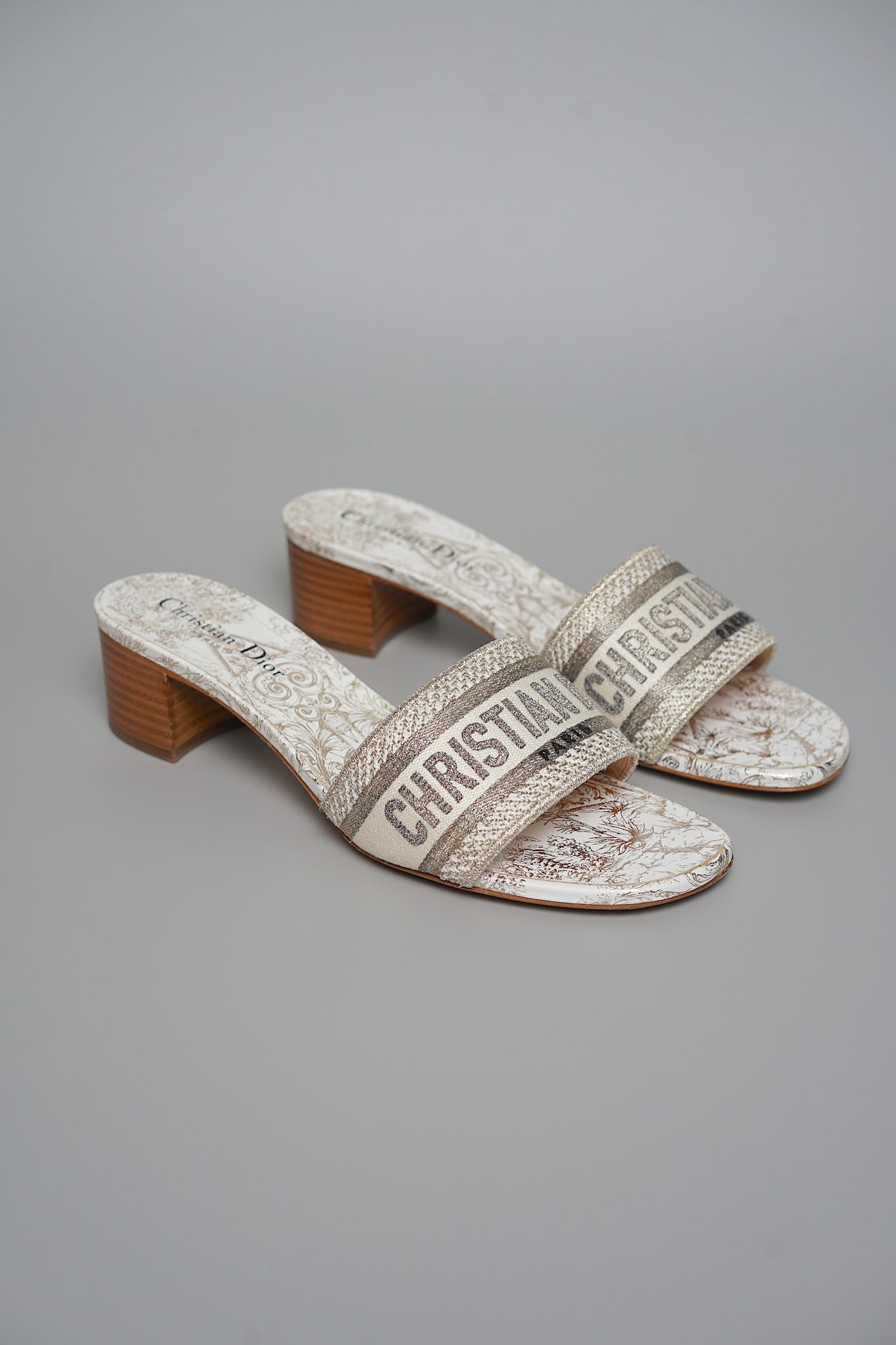 Dior Dway Heeled Slide in Gray Size 39 (Brand New)
