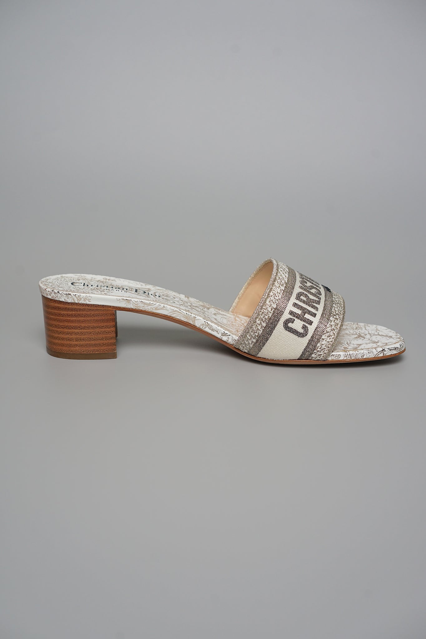 Dior Dway Heeled Slide in Gray Size 39 (Brand New)