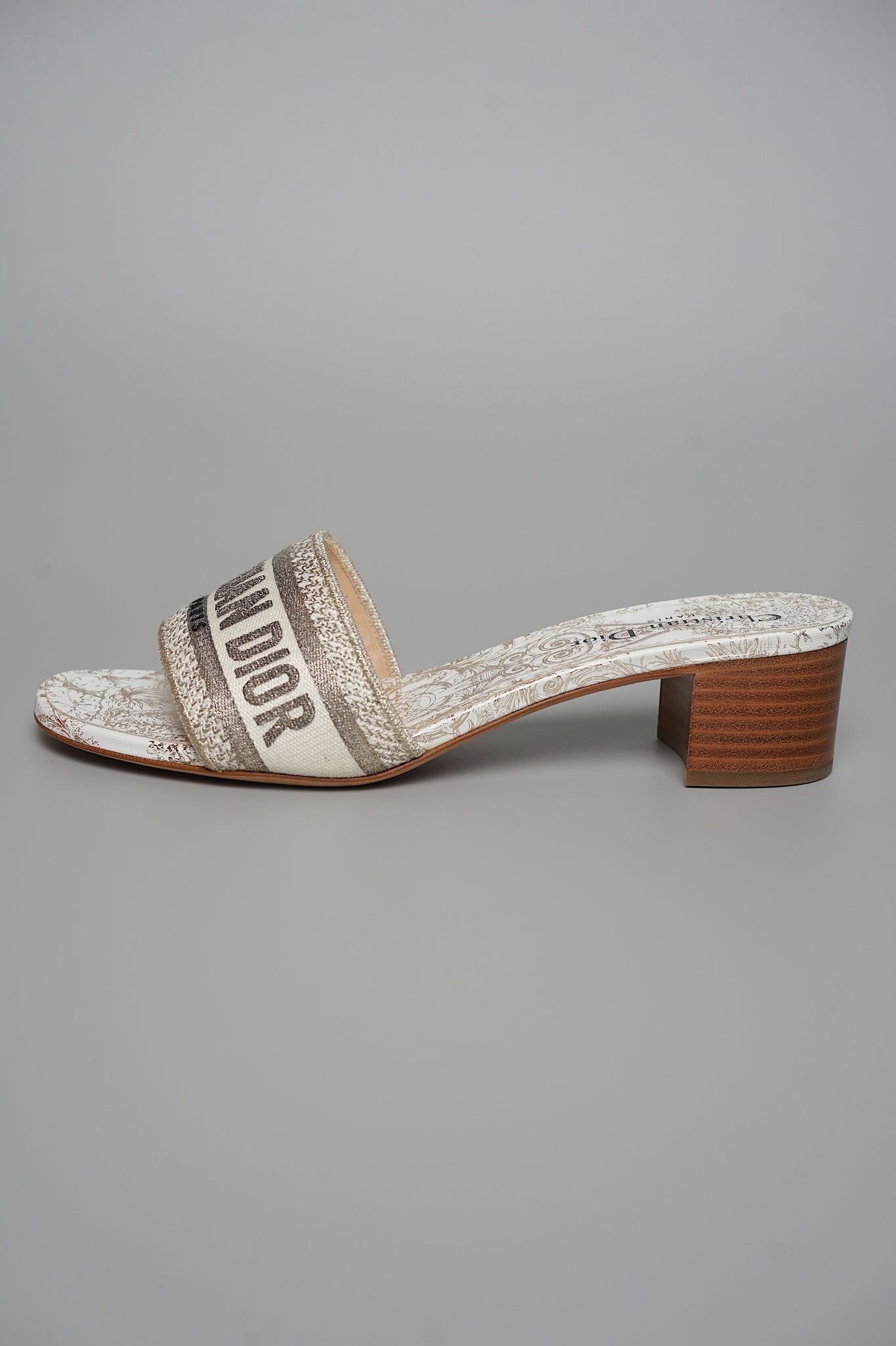 Dior Dway Heeled Slide in Gray Size 39 (Brand New)
