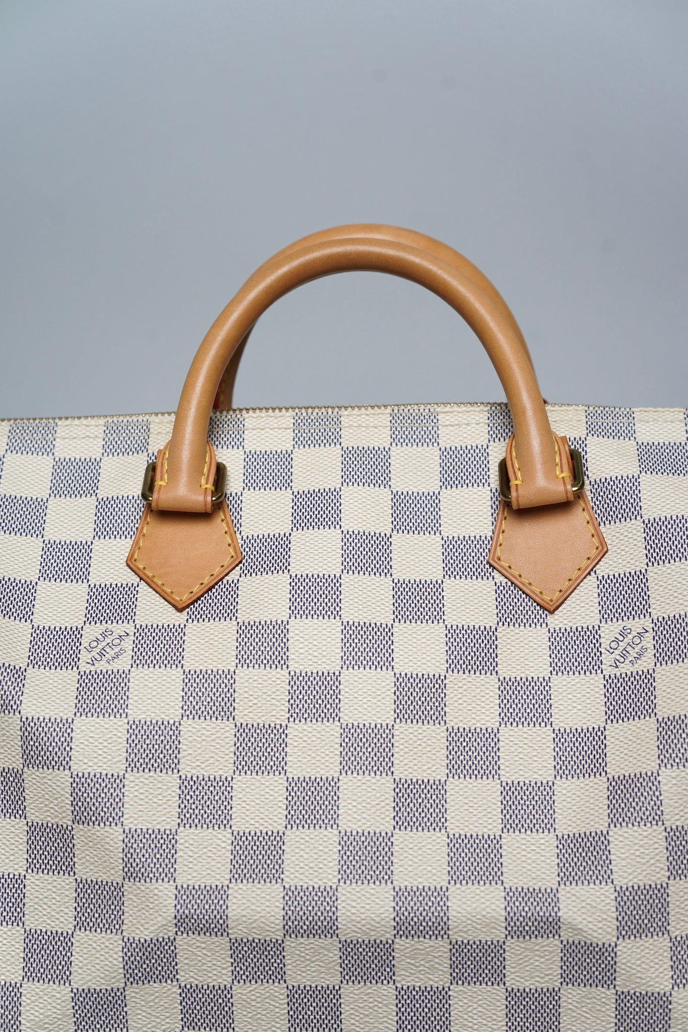 LV Speedy 30 Top Handle Bag in White Damier