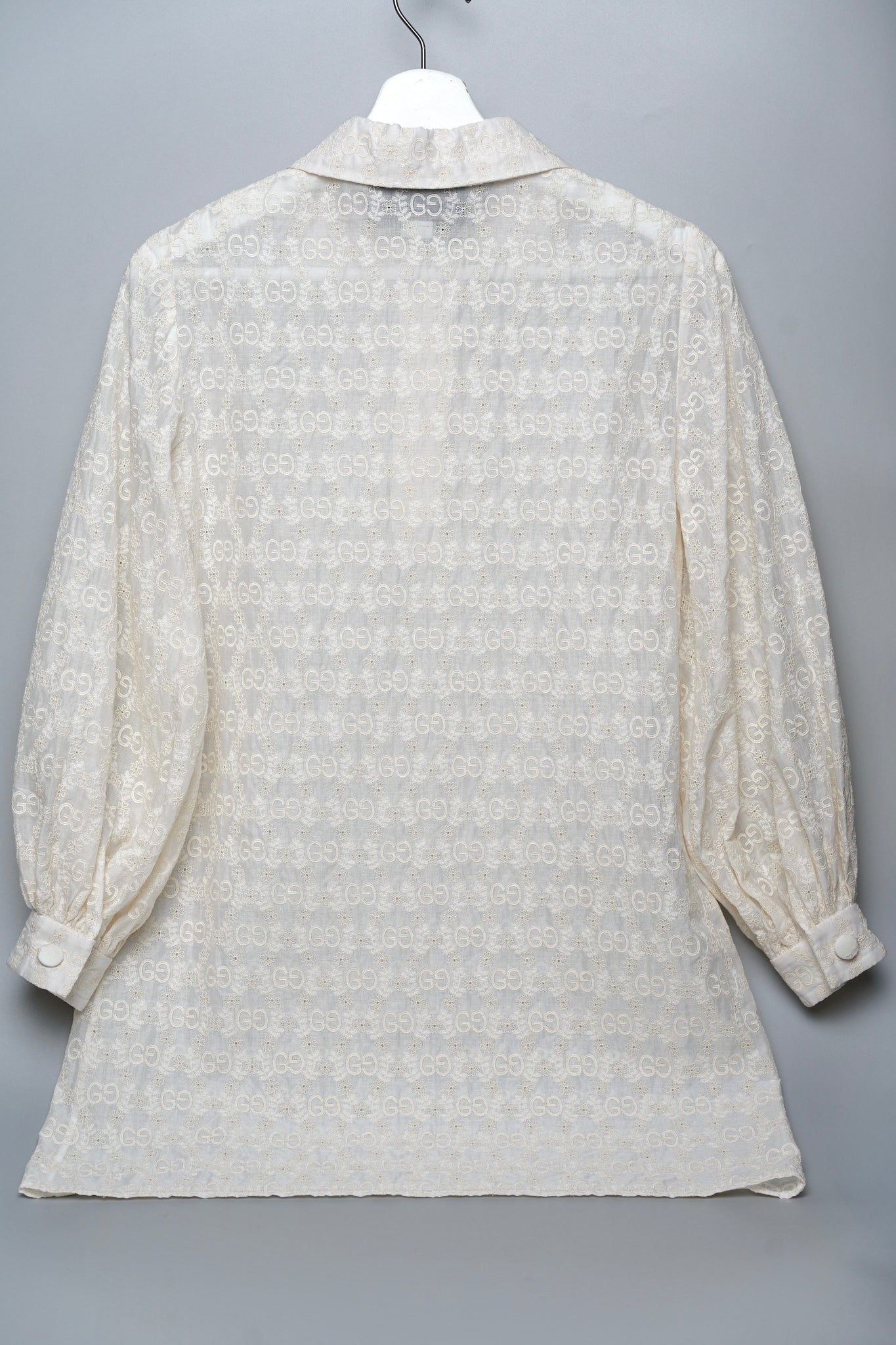 Gucci GG Embroidered Cotton Tunic Dress in Cream Size 36 (Brand New)