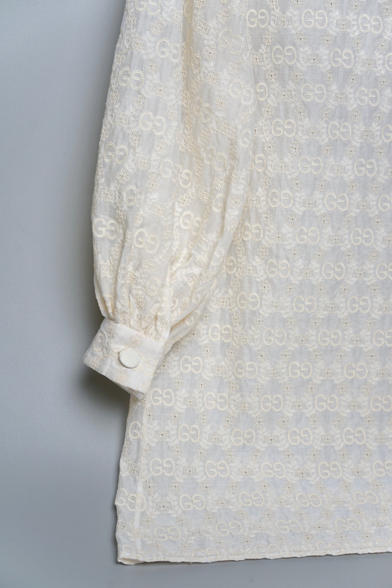 Gucci GG Embroidered Cotton Tunic Dress in Cream Size 36 (Brand New)
