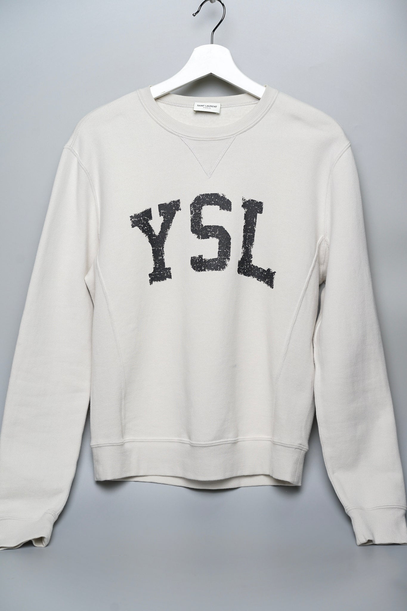 Saint Laurent Cotton Sweatshirt in Cream Size XS