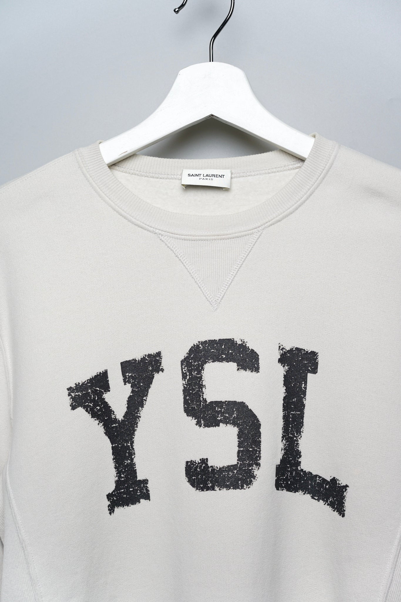 Saint Laurent Cotton Sweatshirt in Cream Size XS