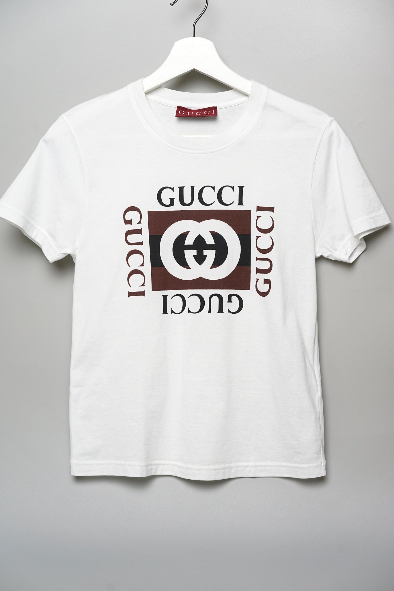 Gucci Printed Cotton Jersey T-Shirt in White Size XS