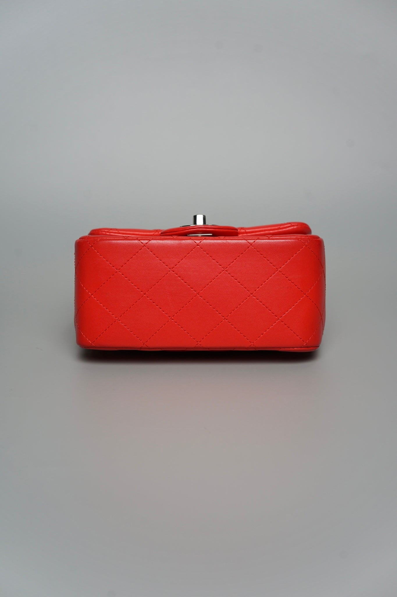 Chanel Classic Mini Square Flap in Red Lambskin Shw