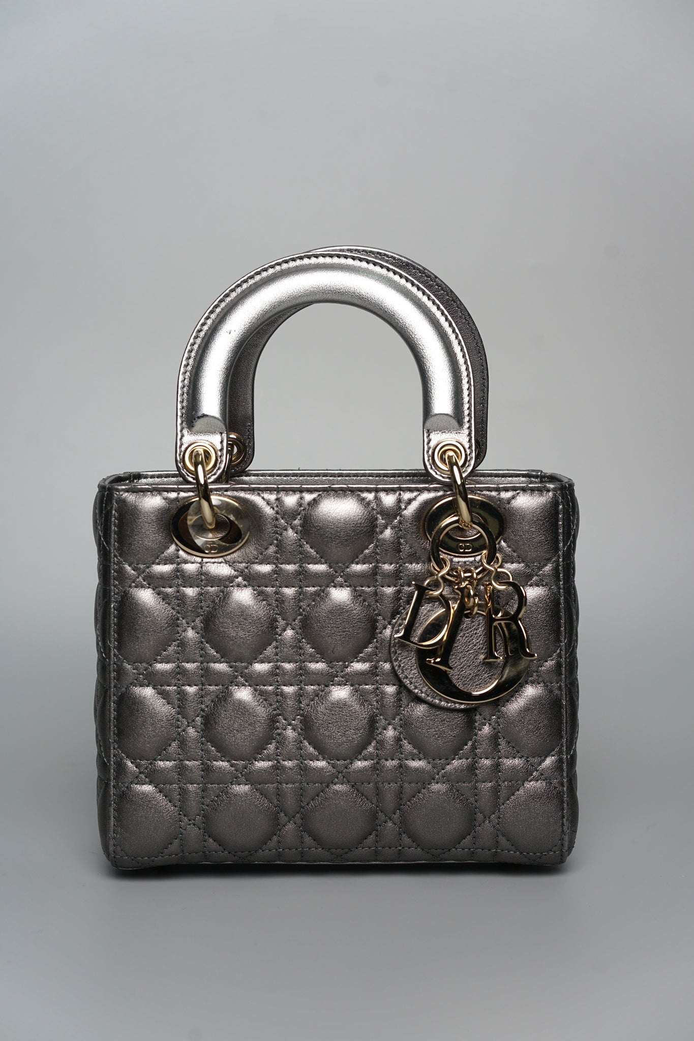 Small Lady Dior My ABCDior in Metallic Gunmetal Lambskin Lghw