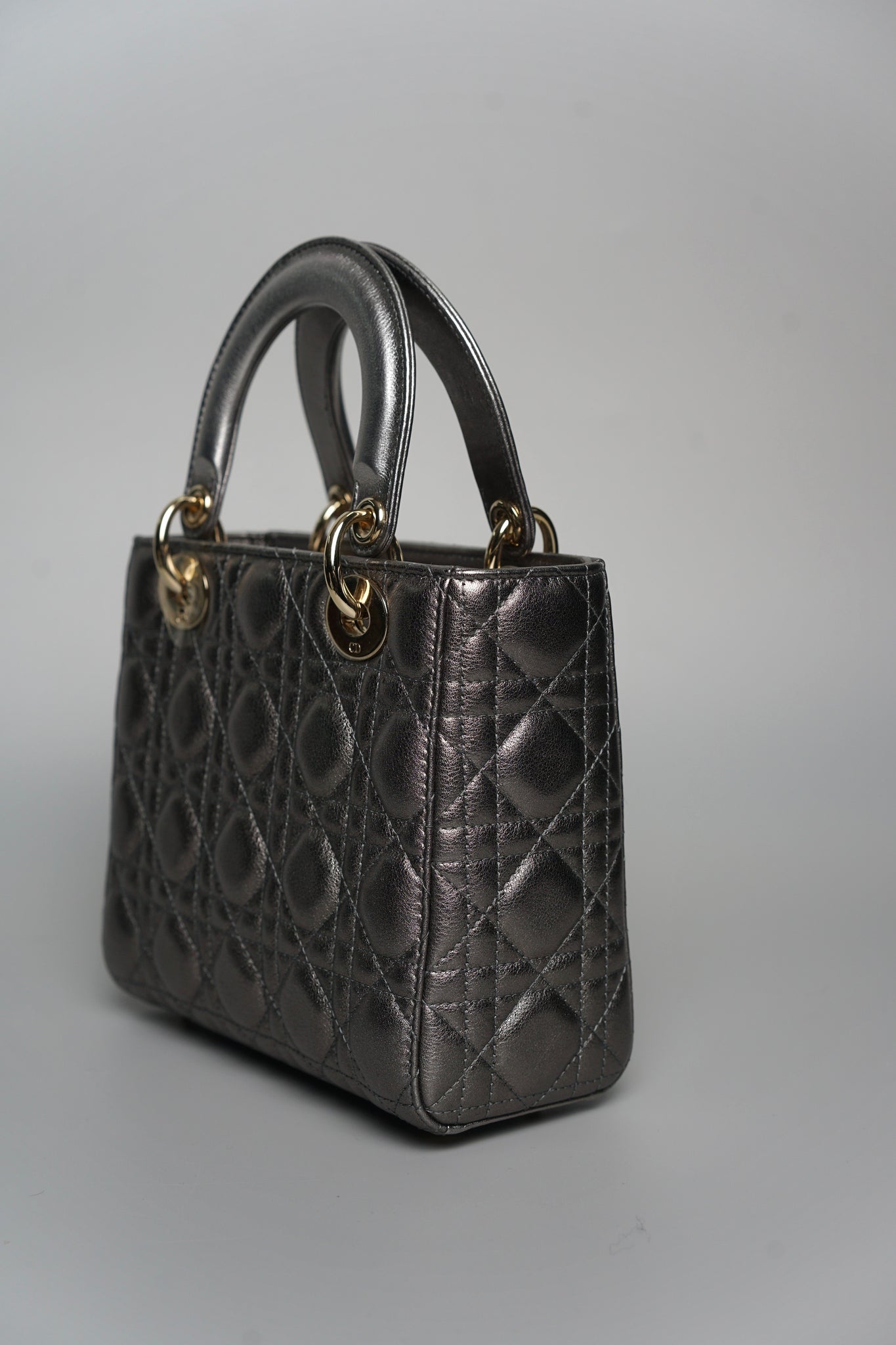 Small Lady Dior My ABCDior in Metallic Gunmetal Lambskin Lghw