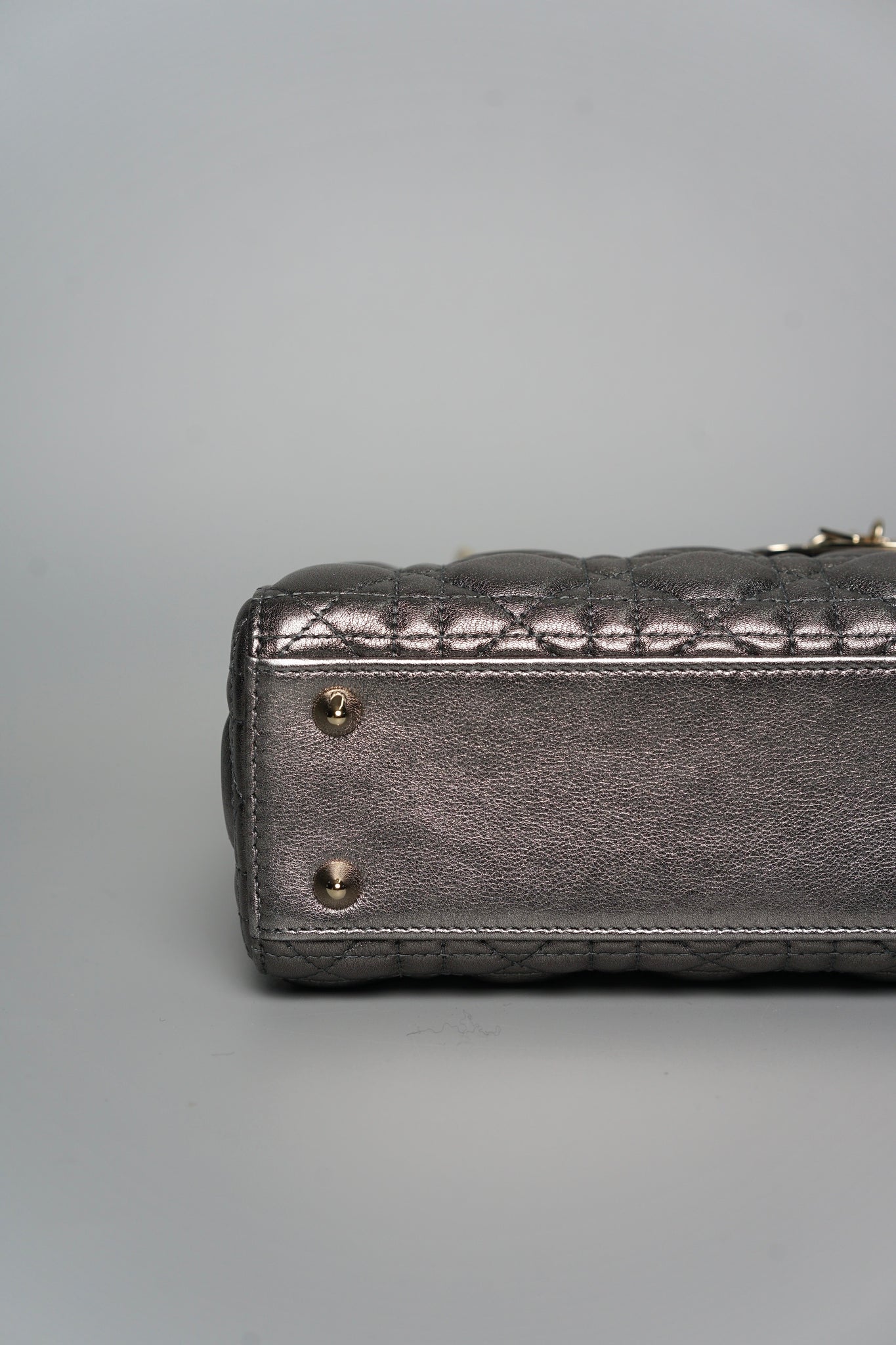 Small Lady Dior My ABCDior in Metallic Gunmetal Lambskin Lghw