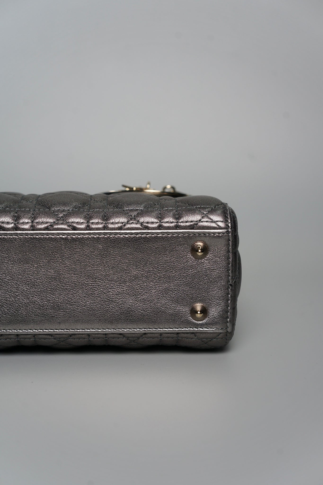 Small Lady Dior My ABCDior in Metallic Gunmetal Lambskin Lghw