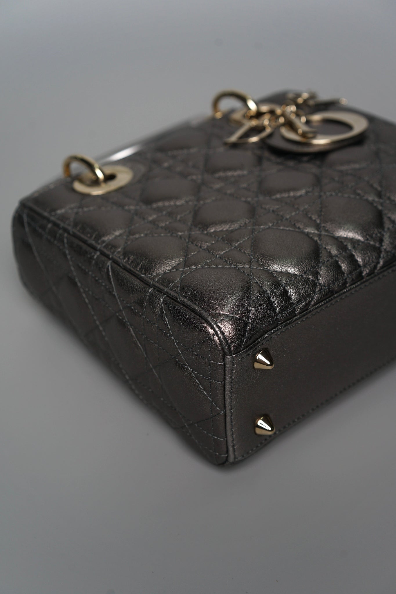 Small Lady Dior My ABCDior in Metallic Gunmetal Lambskin Lghw