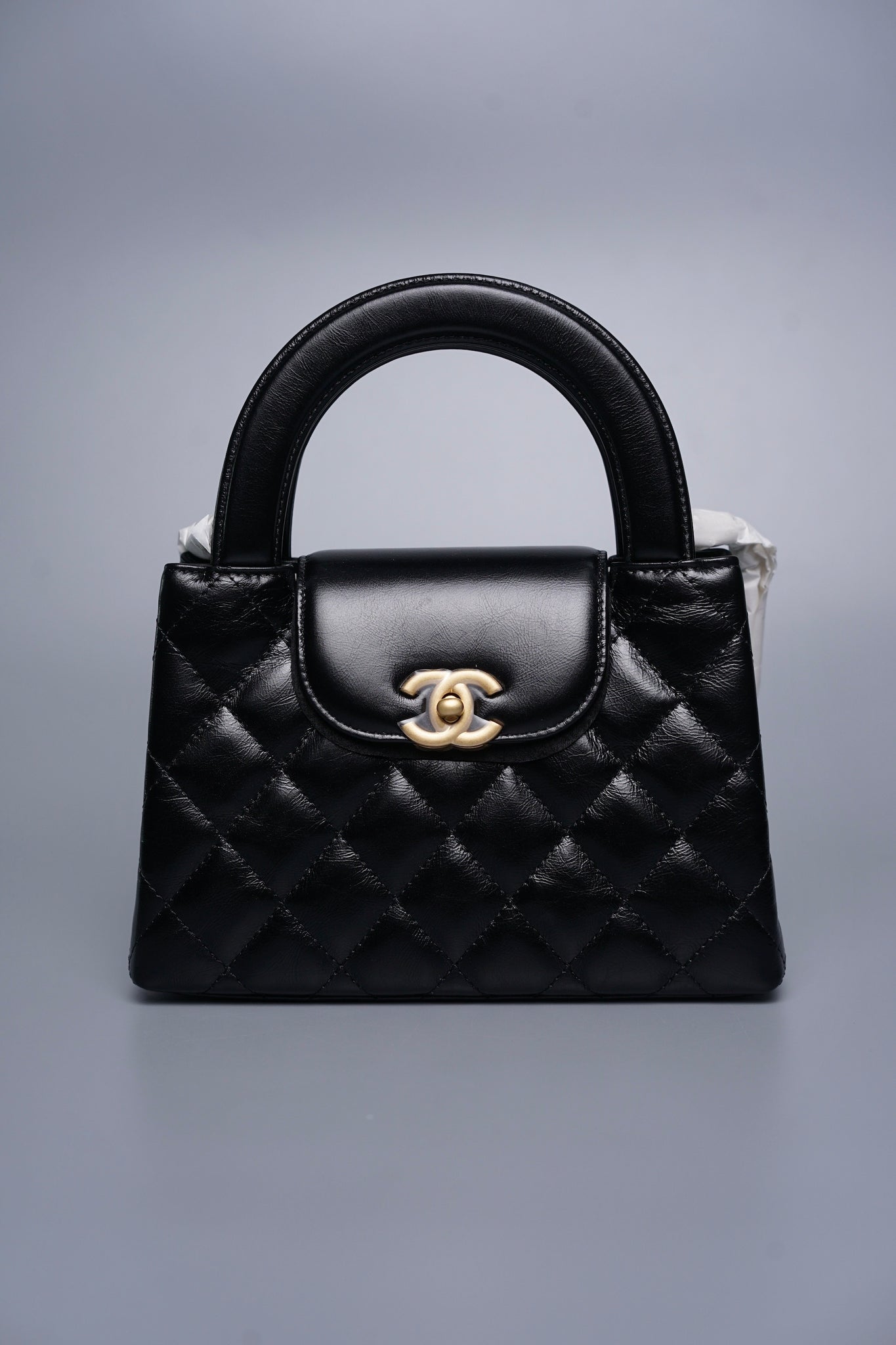 Chanel Kelly Mini in Black Shiny Calfskin Ghw (Brand New)