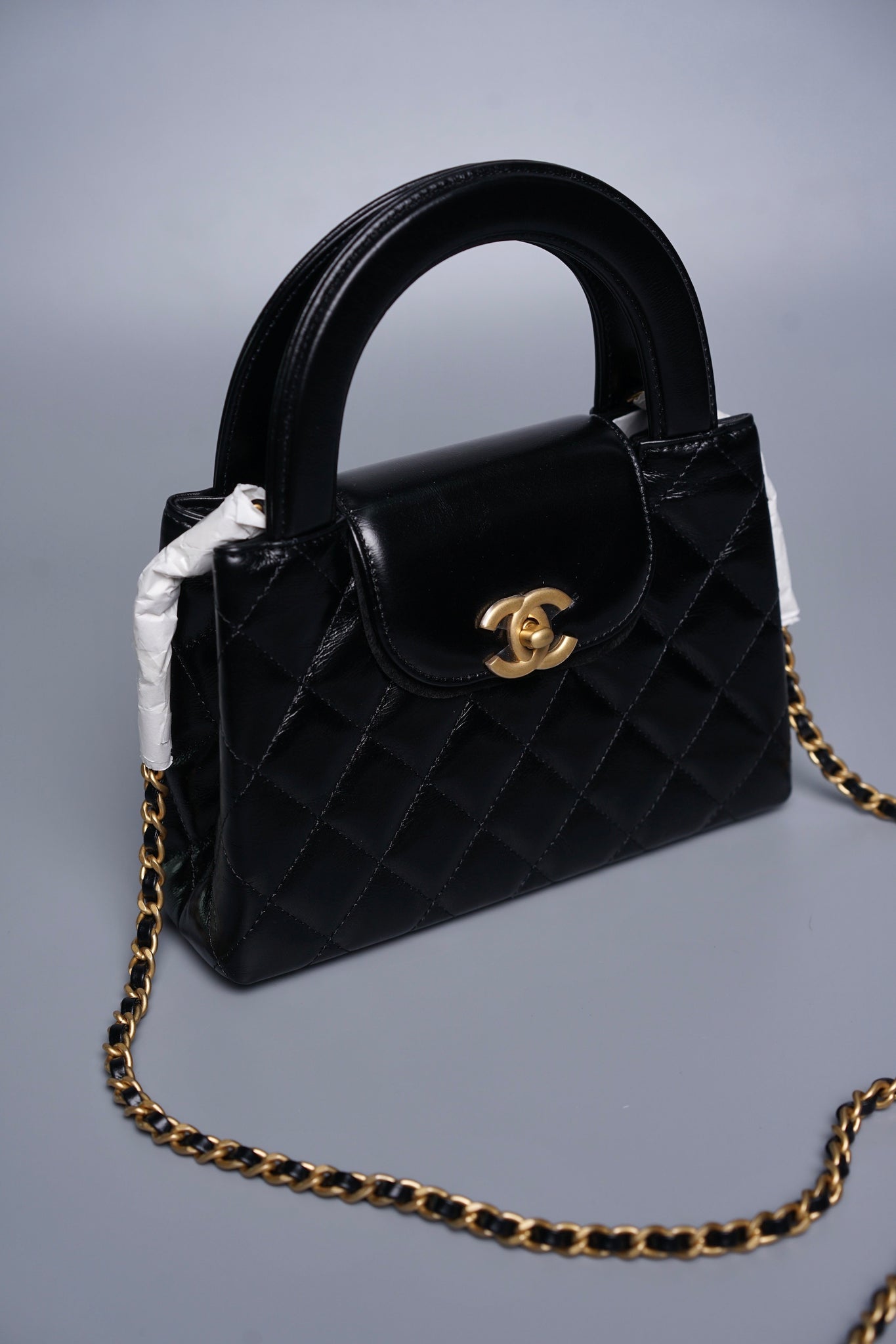 Chanel Kelly Mini in Black Shiny Calfskin Ghw (Brand New)