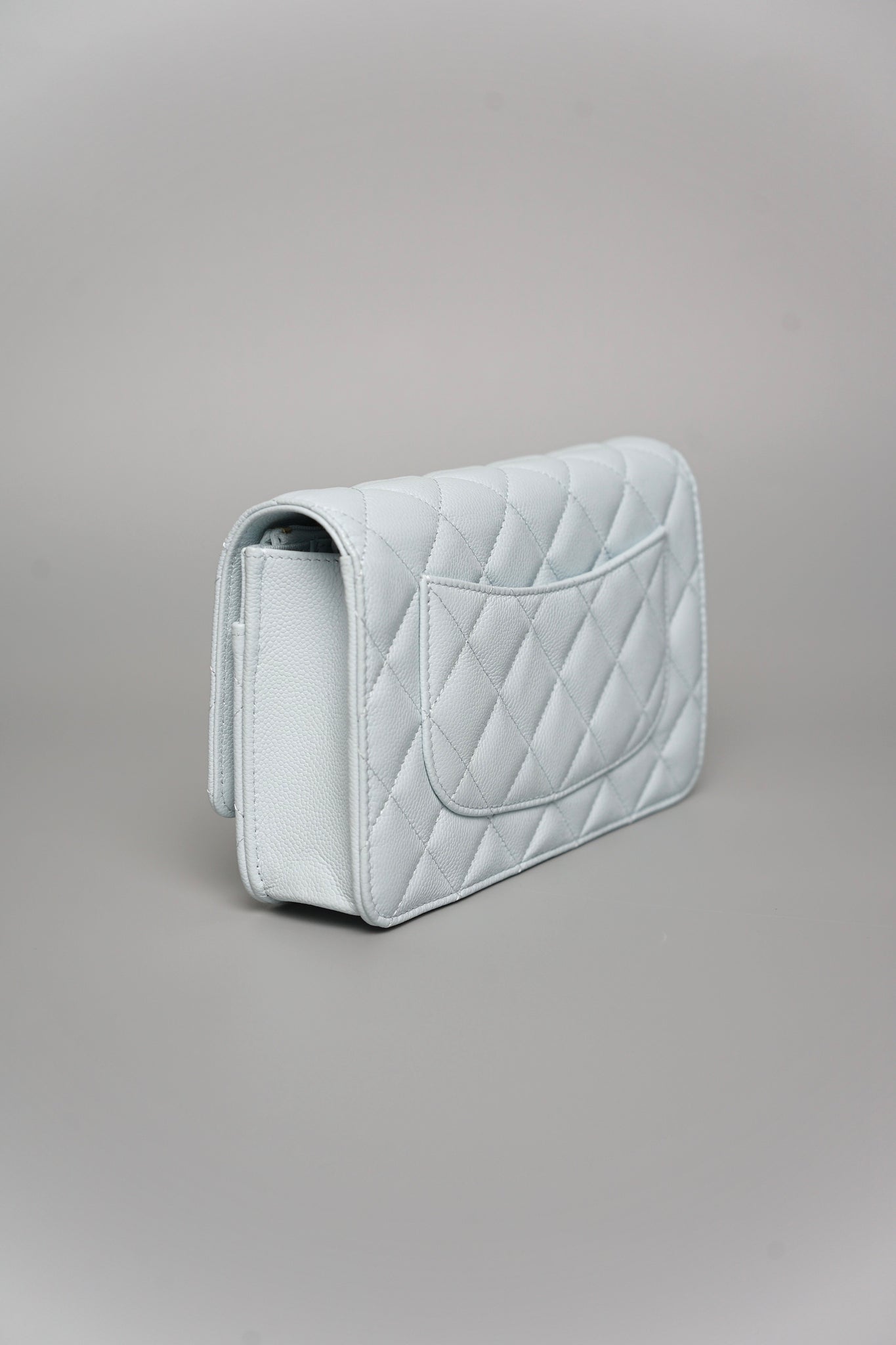 Chanel Wallet on Chain in Light Blue Grained Shiny Calfskin Lghw (Brand New)