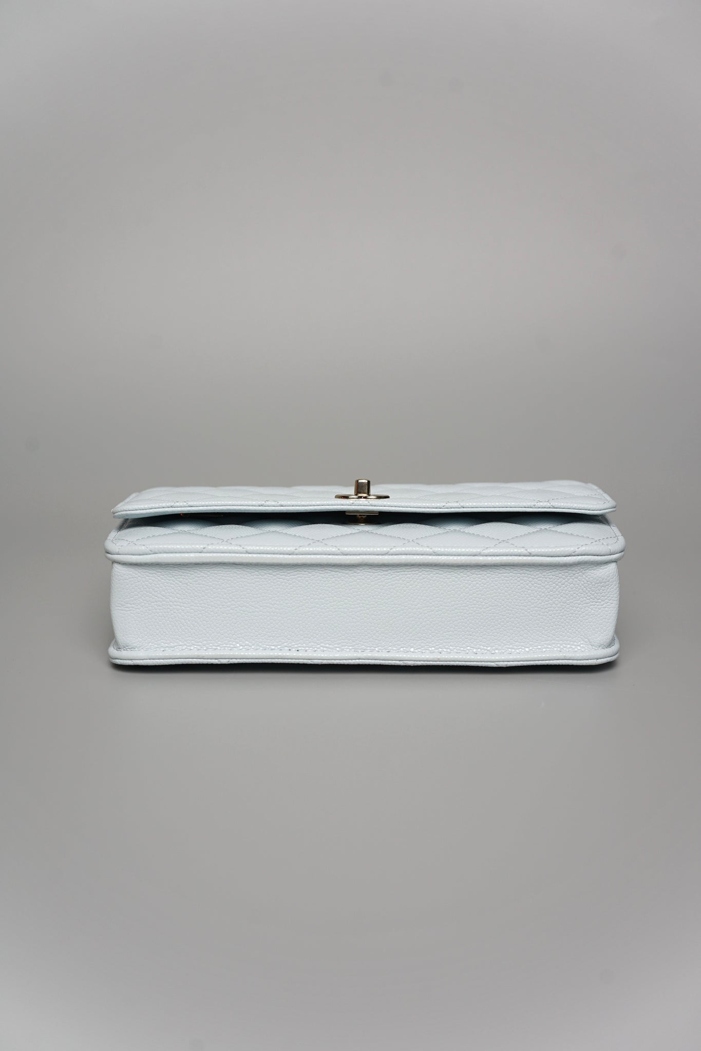 Chanel Wallet on Chain in Light Blue Grained Shiny Calfskin Lghw (Brand New)