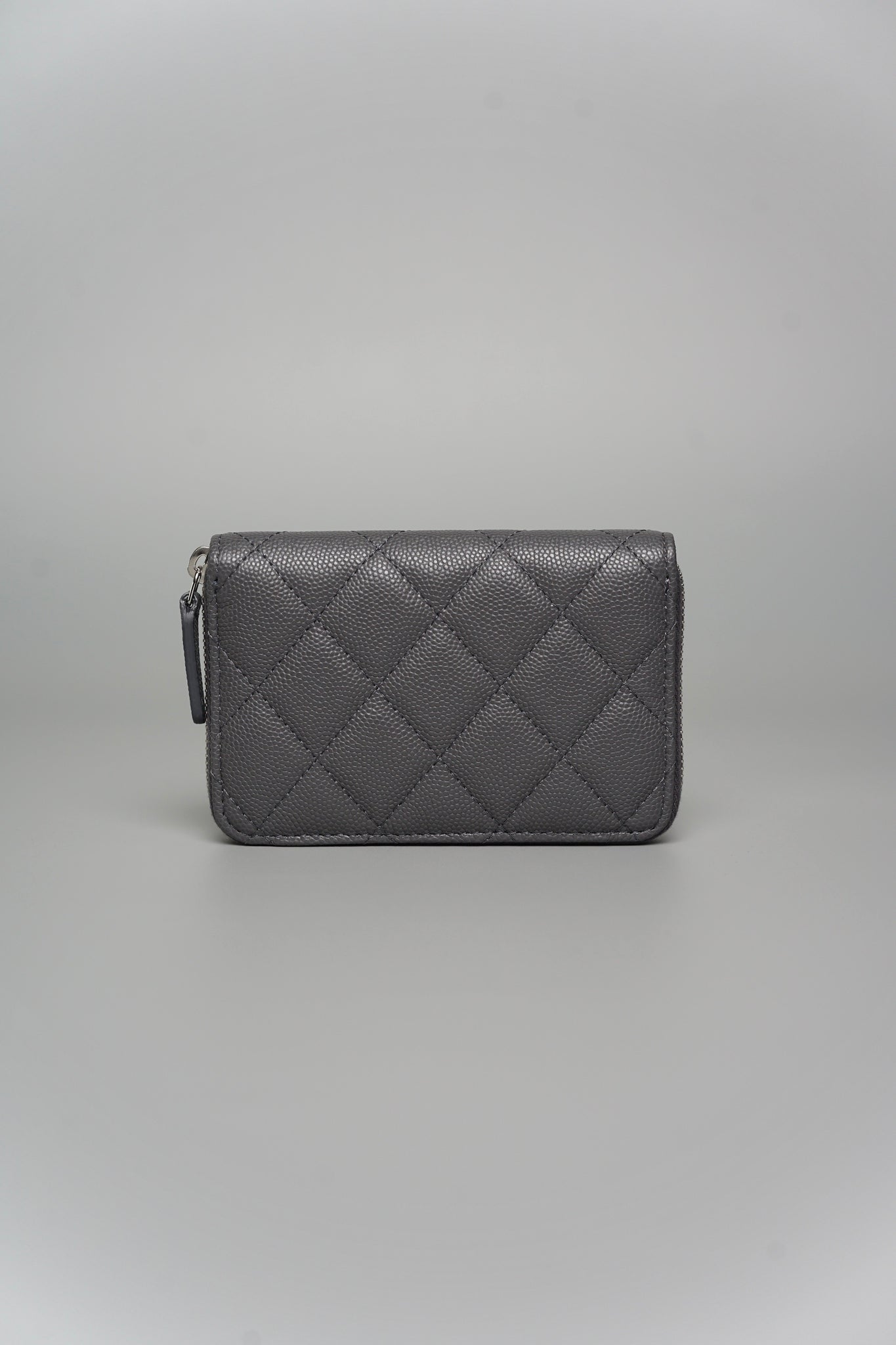 Chanel CC Crystal Logo Small Wallet in Dark Grey Caviar Shw (Brand New)