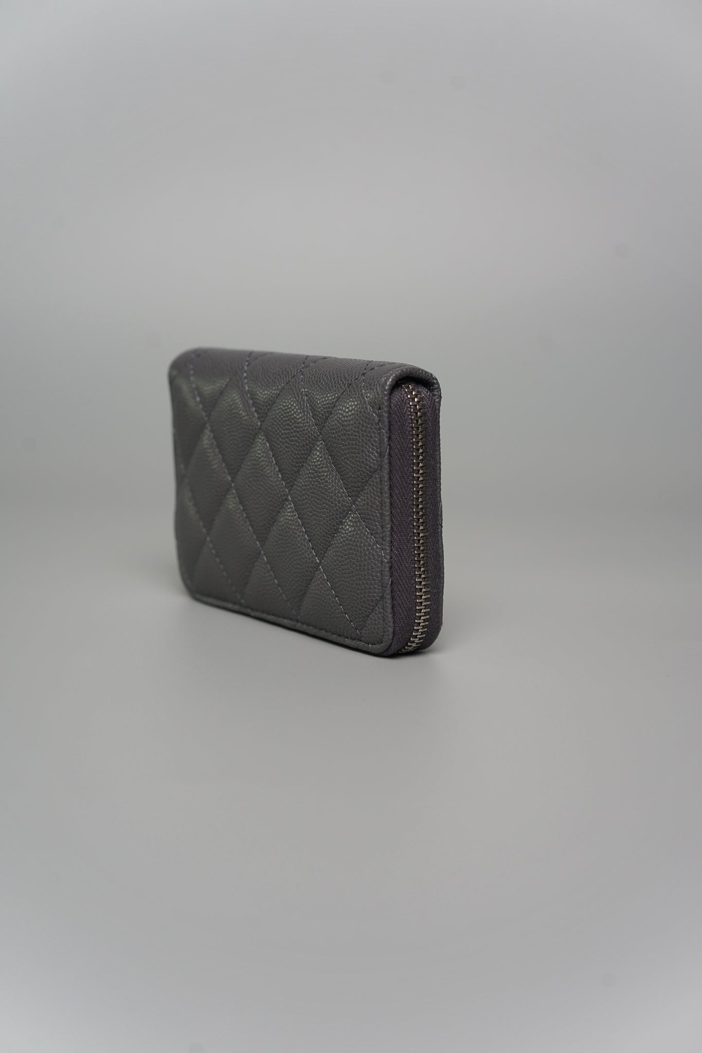 Chanel CC Crystal Logo Small Wallet in Dark Grey Caviar Shw (Brand New)