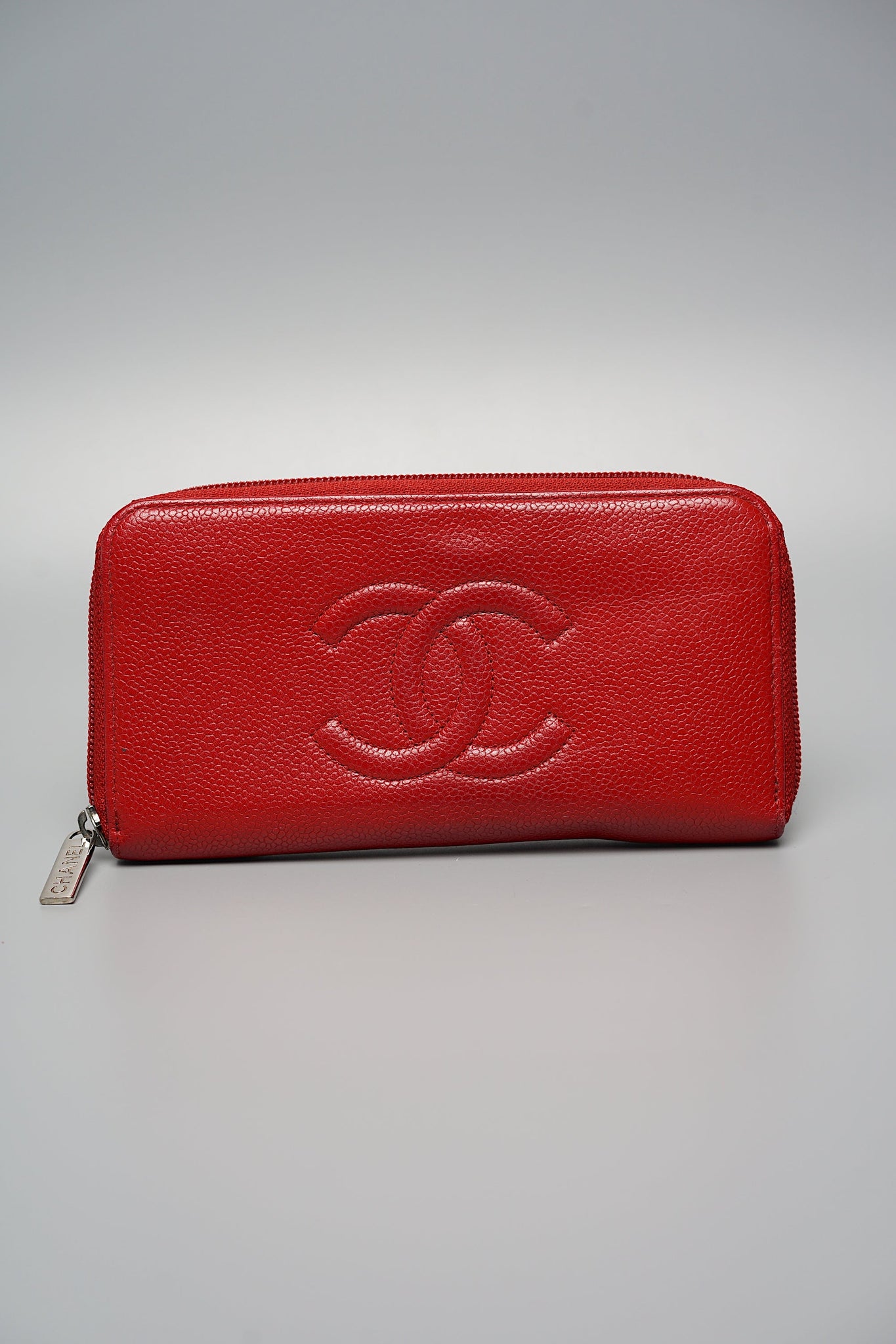 Chanel Red Caviar Timeless CC Logo Wallet