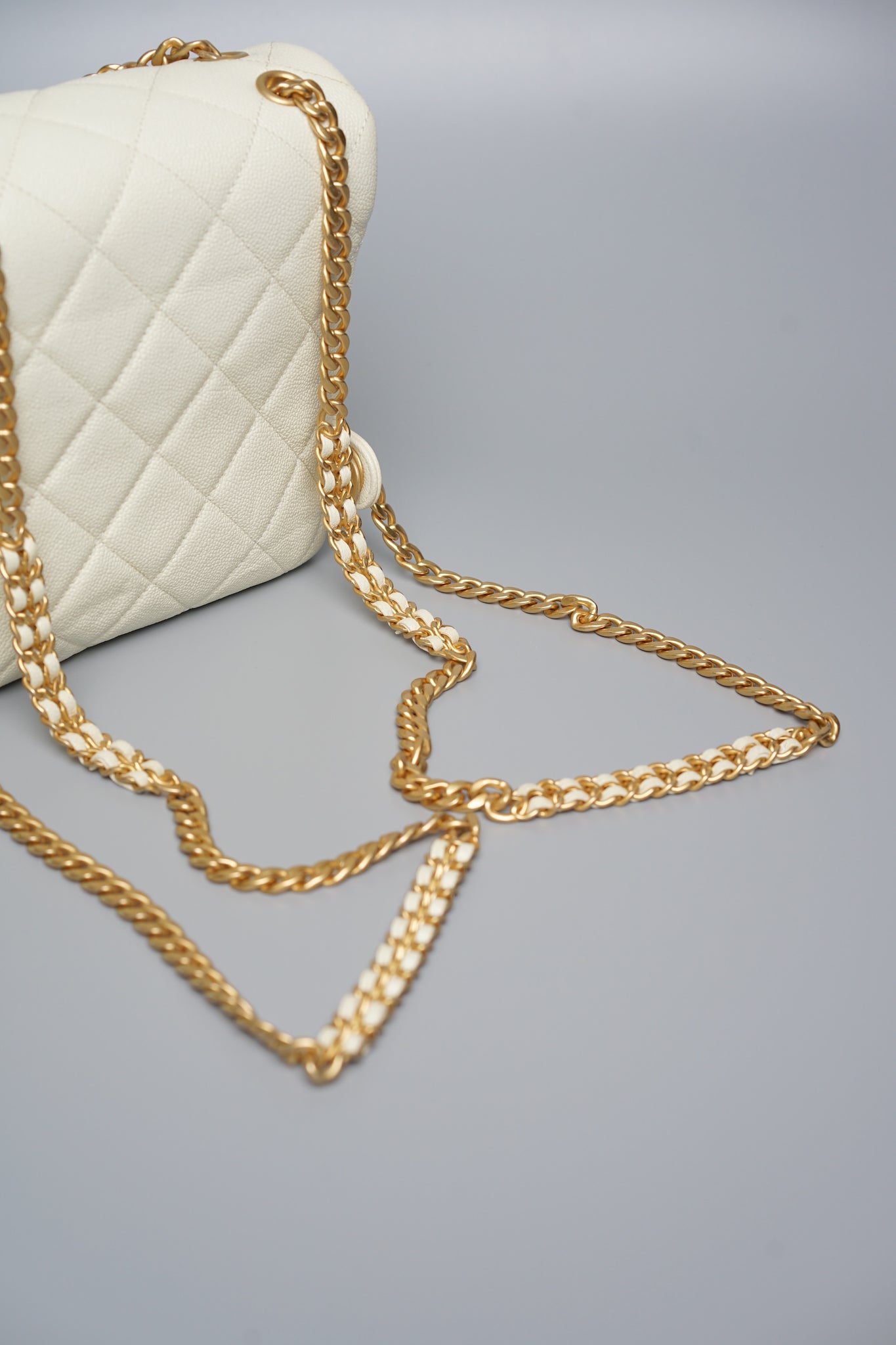 Chanel Chain Melody Backpack in White Caviar Bghw