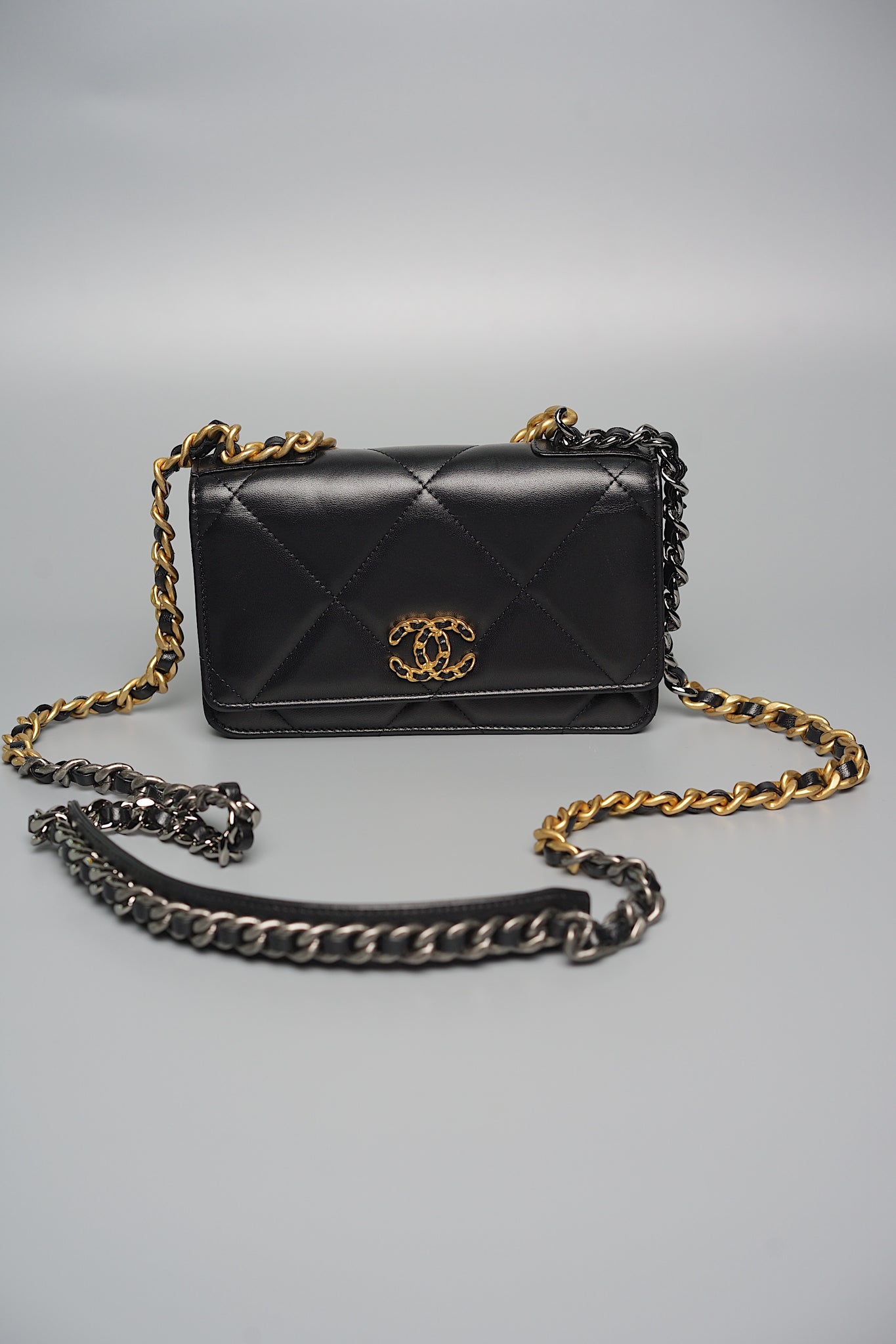 Chanel 19 Wallet On Chain in Black Lambskin