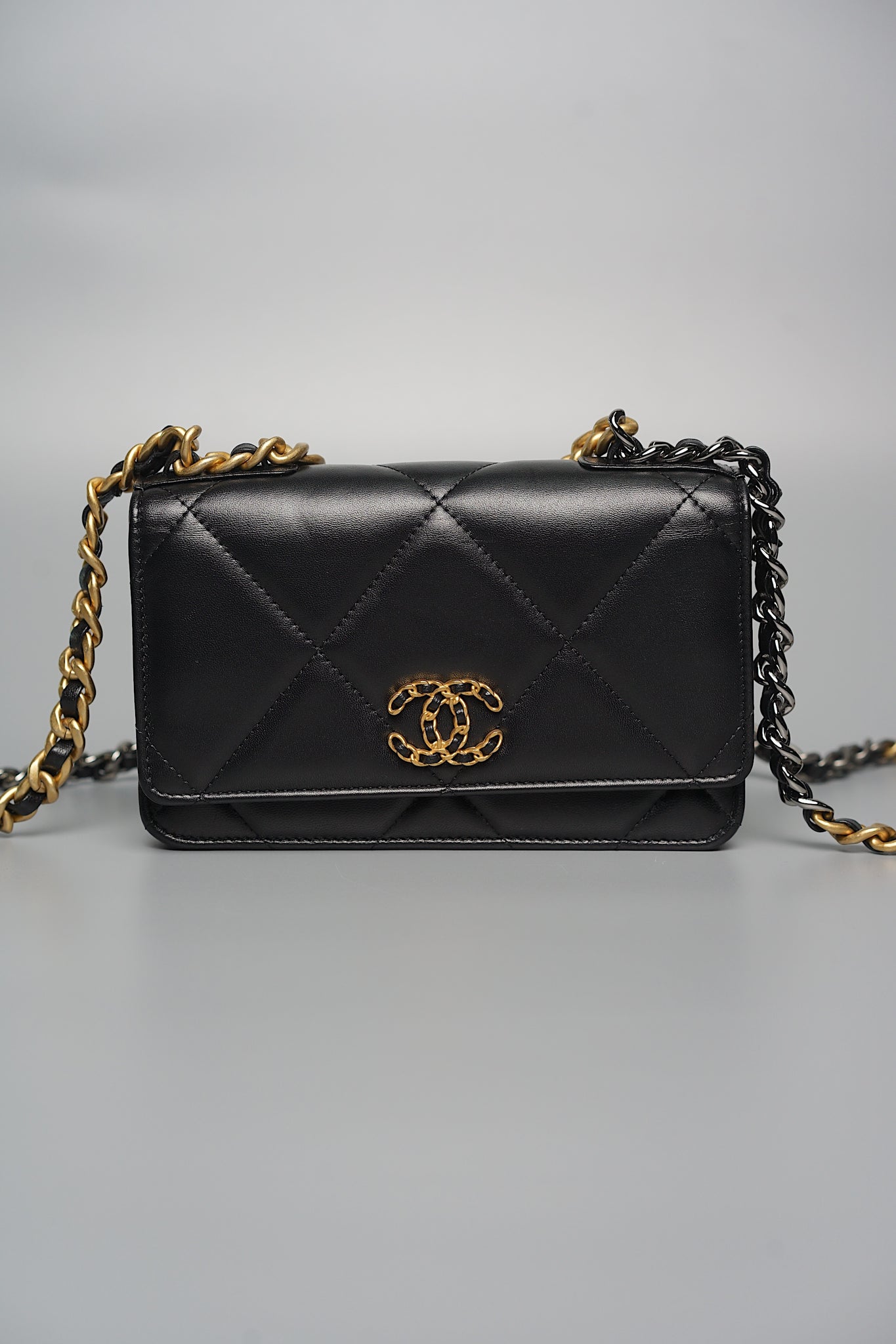 Chanel 19 Wallet On Chain in Black Lambskin