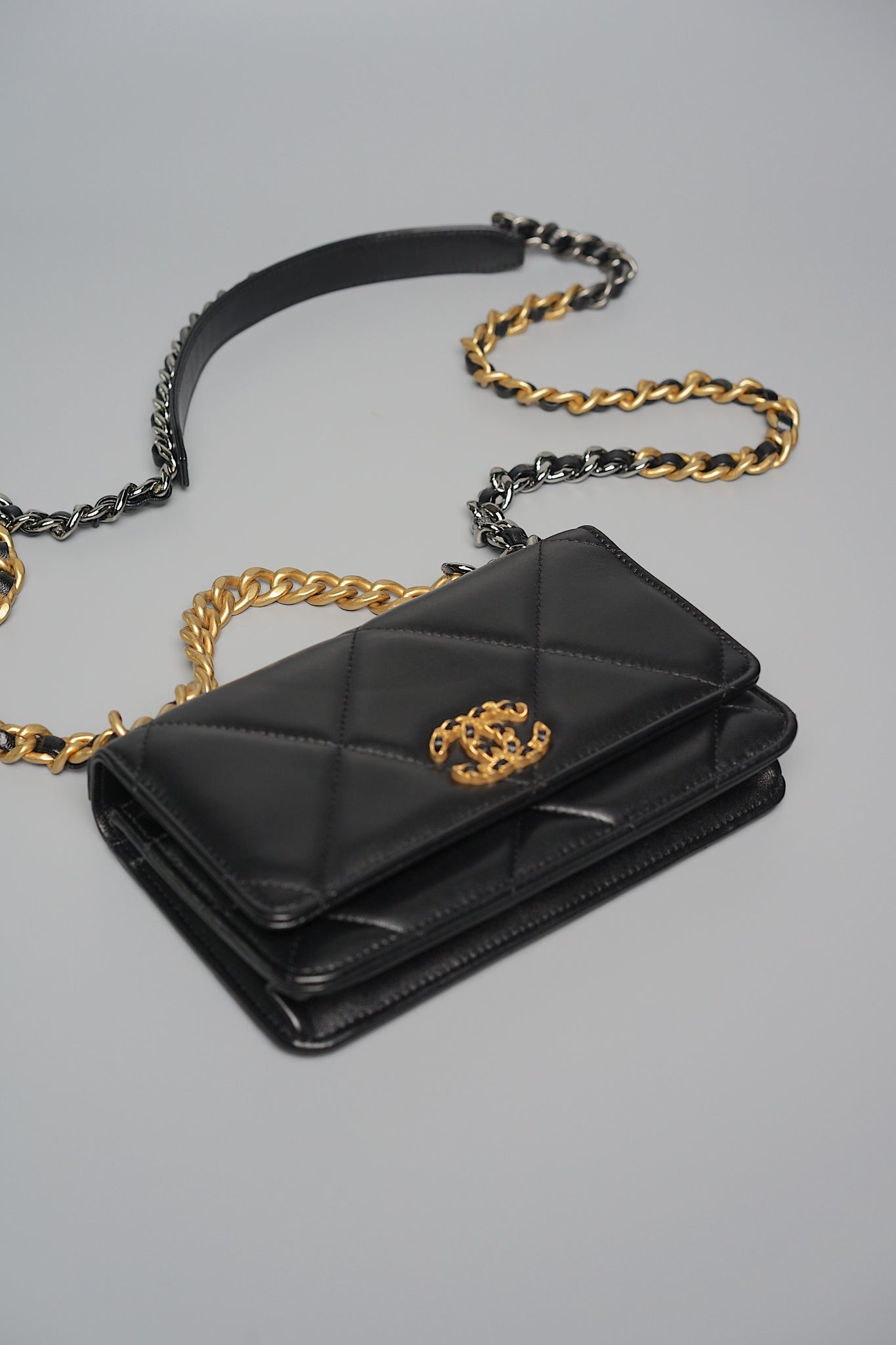 Chanel 19 Wallet On Chain in Black Lambskin