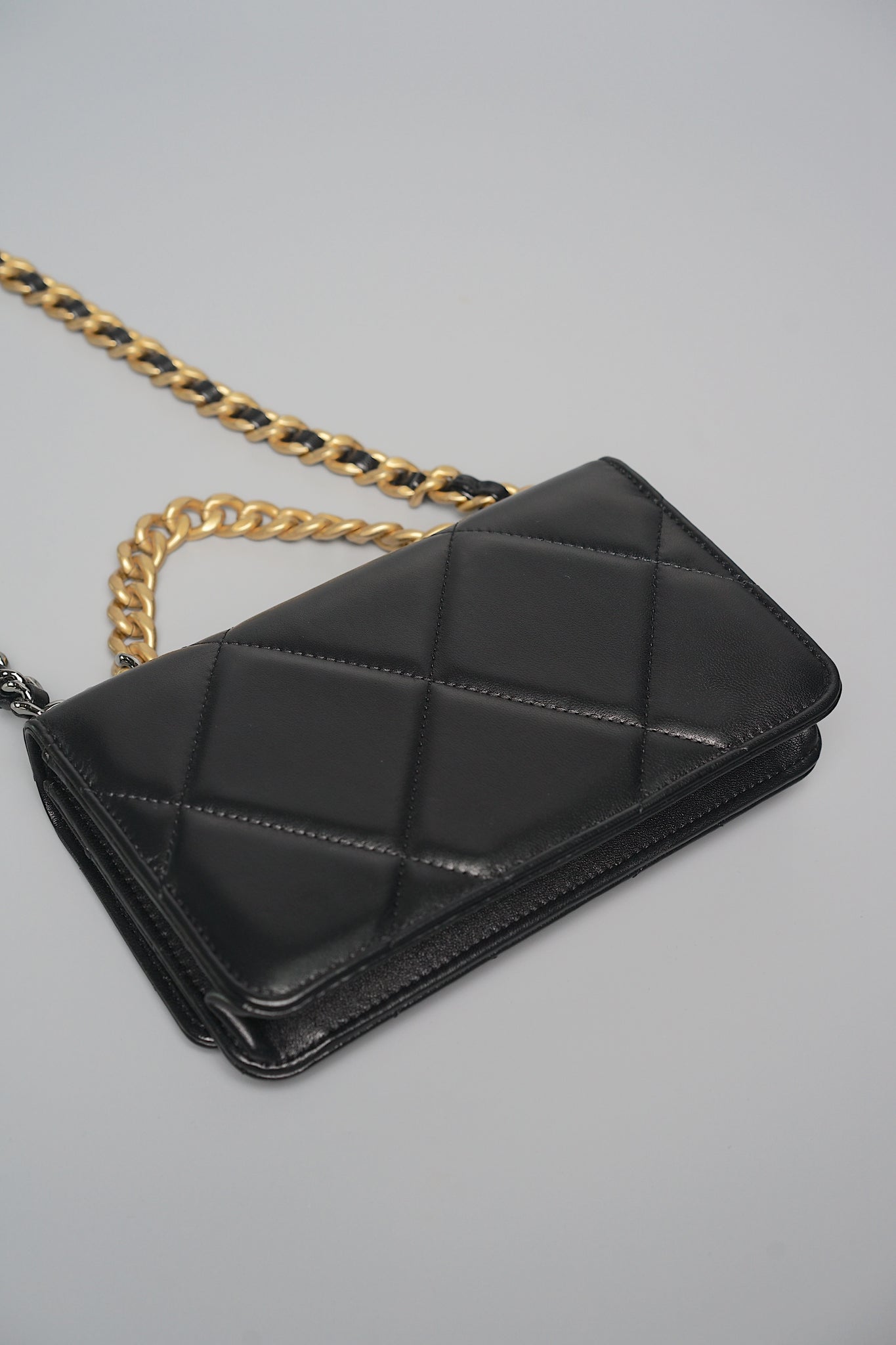 Chanel 19 Wallet On Chain in Black Lambskin