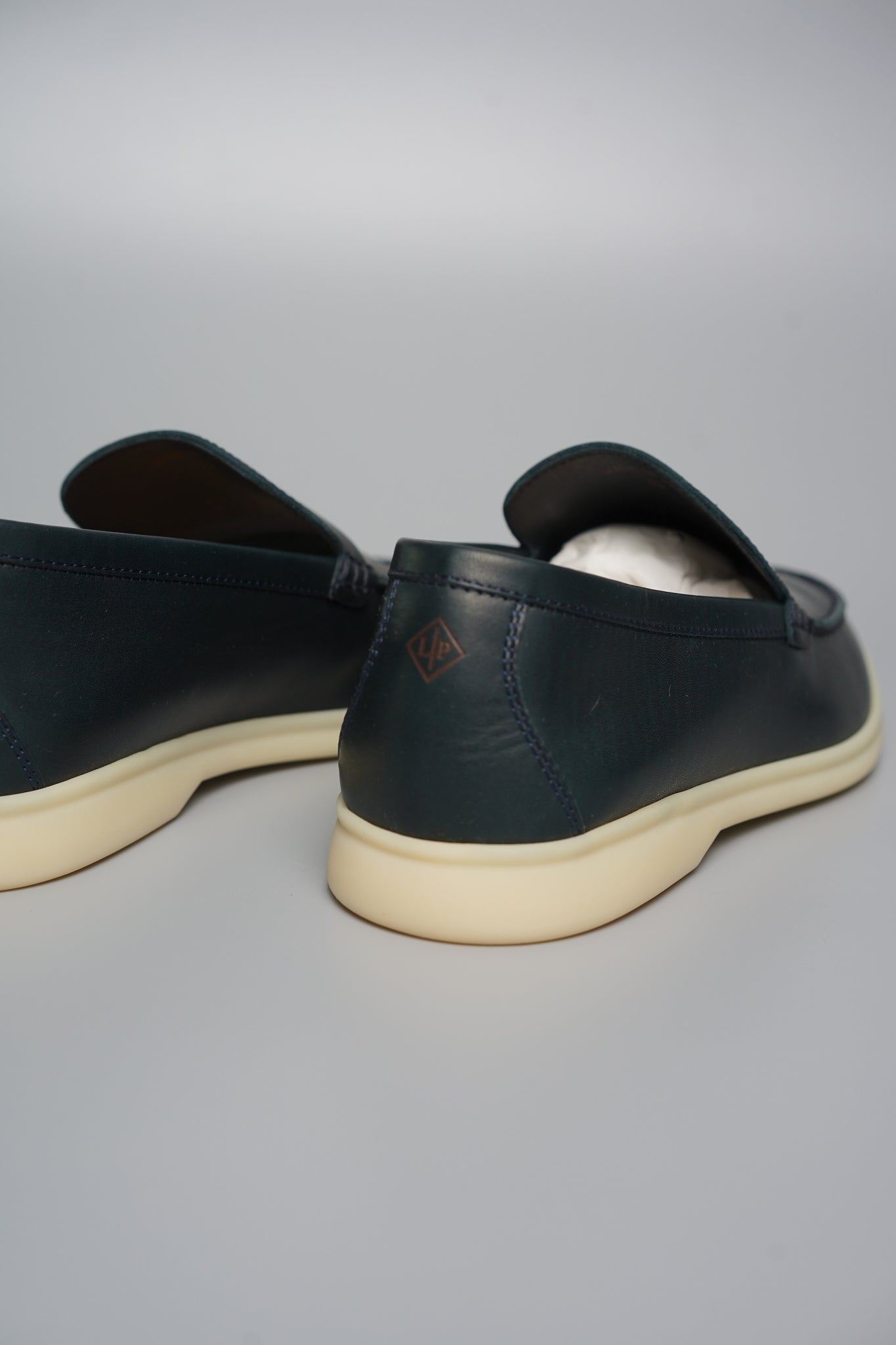 Loro Piana Summer Walk Leather Loafers in Navy Blue Size 39 (Brand New)