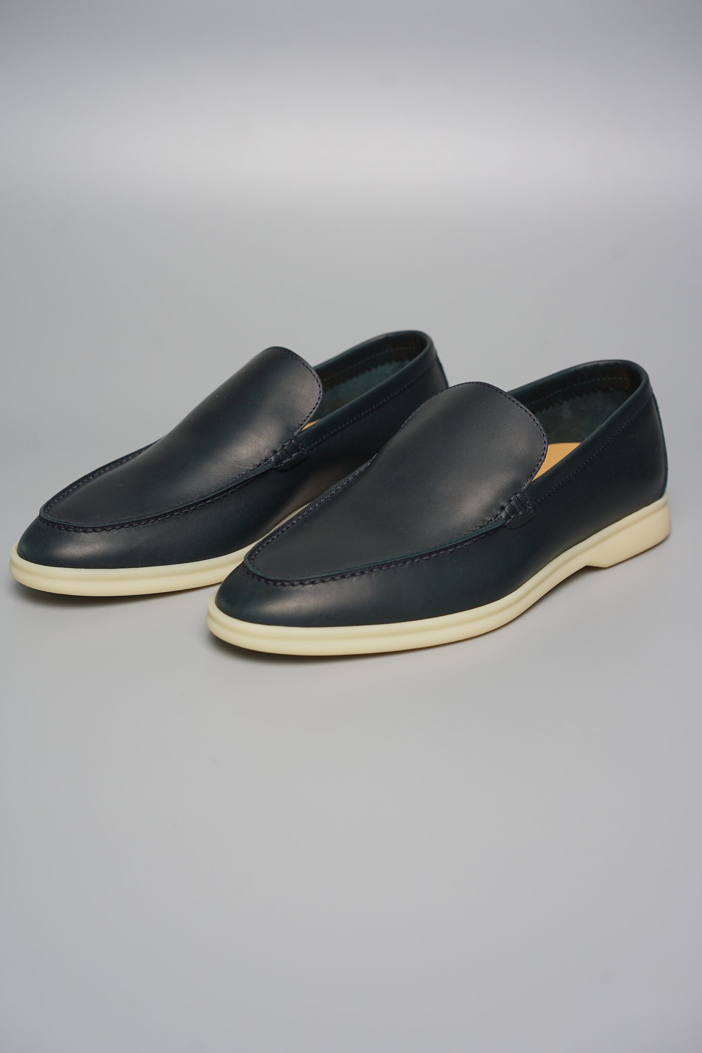 Loro Piana Summer Walk Leather Loafers in Navy Blue Size 39 (Brand New)