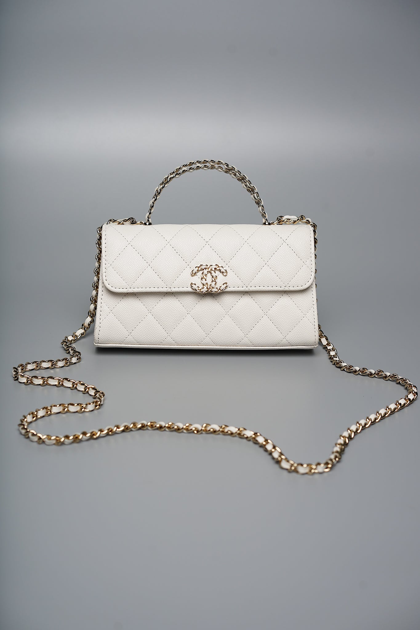 Chanel clutch with chain white sale