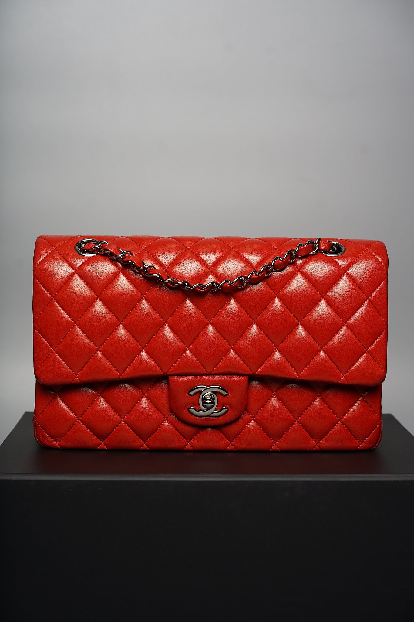 Chanel Classic Double Medium Flap in Vermillon Lambskin Shw