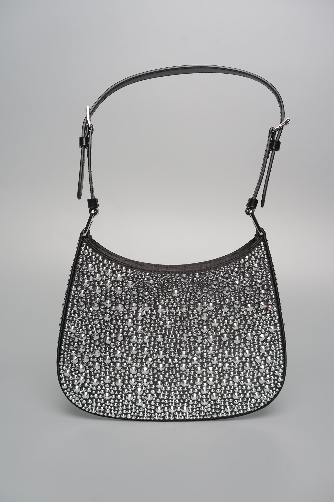 Prada Cleo Satin Bag With Crystals in Metal Shw (Brand New)