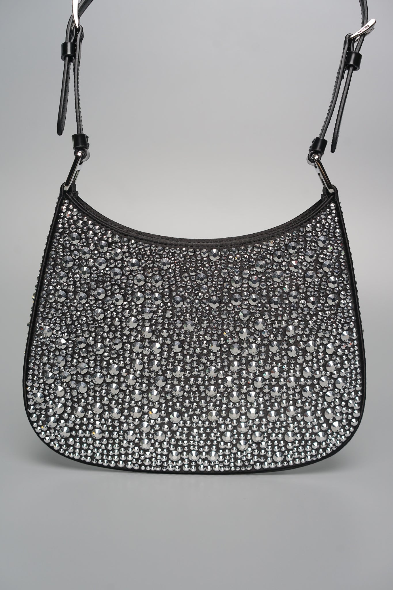 Prada Cleo Satin Bag With Crystals in Metal Shw (Brand New)