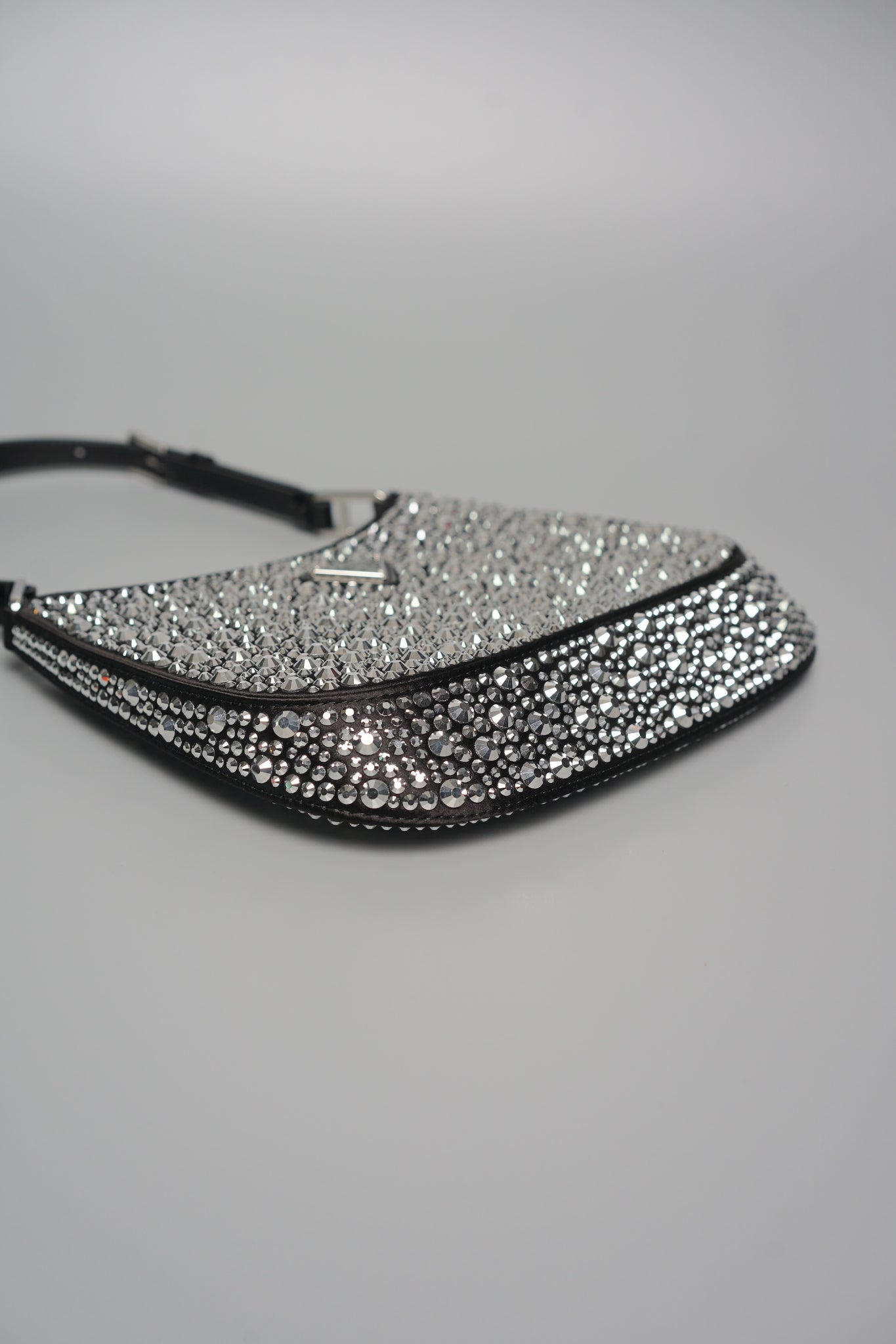 Prada Cleo Satin Bag With Crystals in Metal Shw (Brand New)