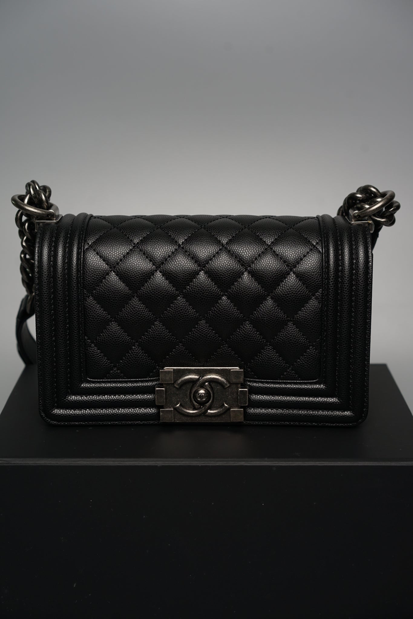 Boy Chanel Small in Black Caviar Ruthenium (Brand New)