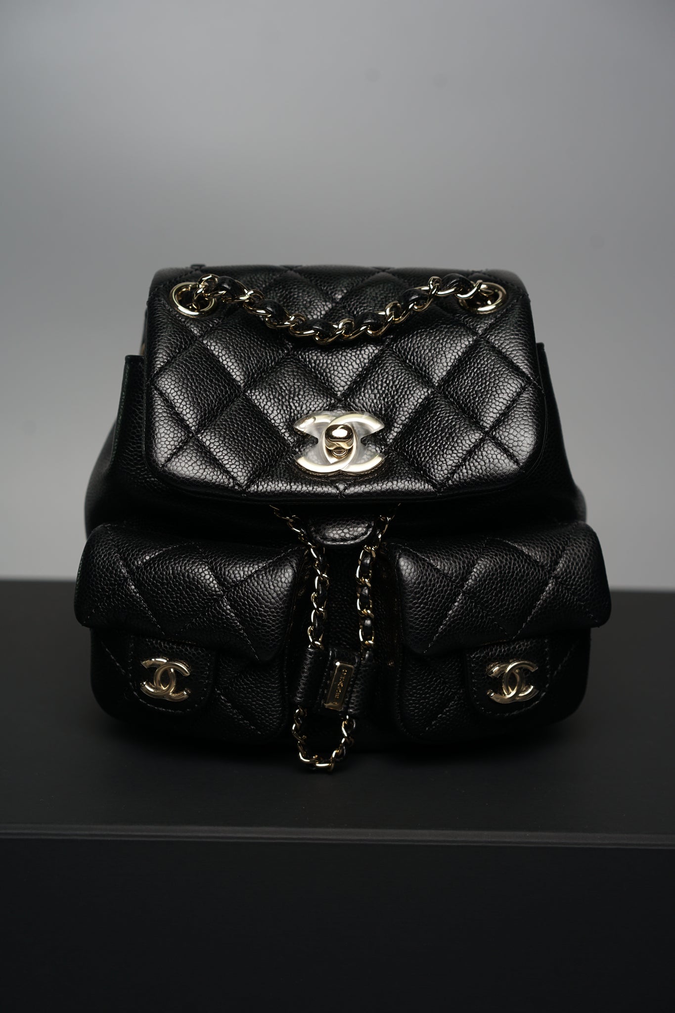 Chanel Mini Duma Backpack in Black Caviar Lghw  (Brand New)