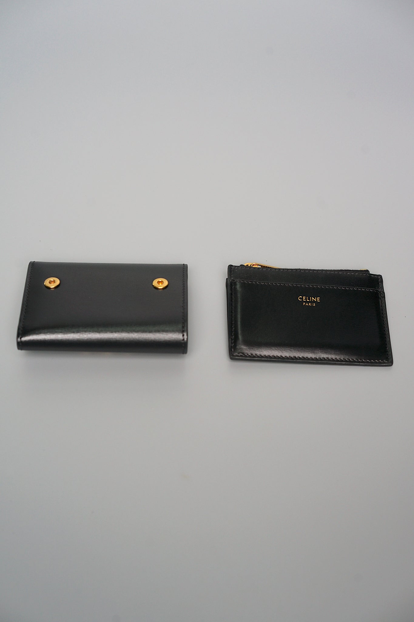 Celine Compact Wallet with Coin Triomphe in Shiny Calfskin Black