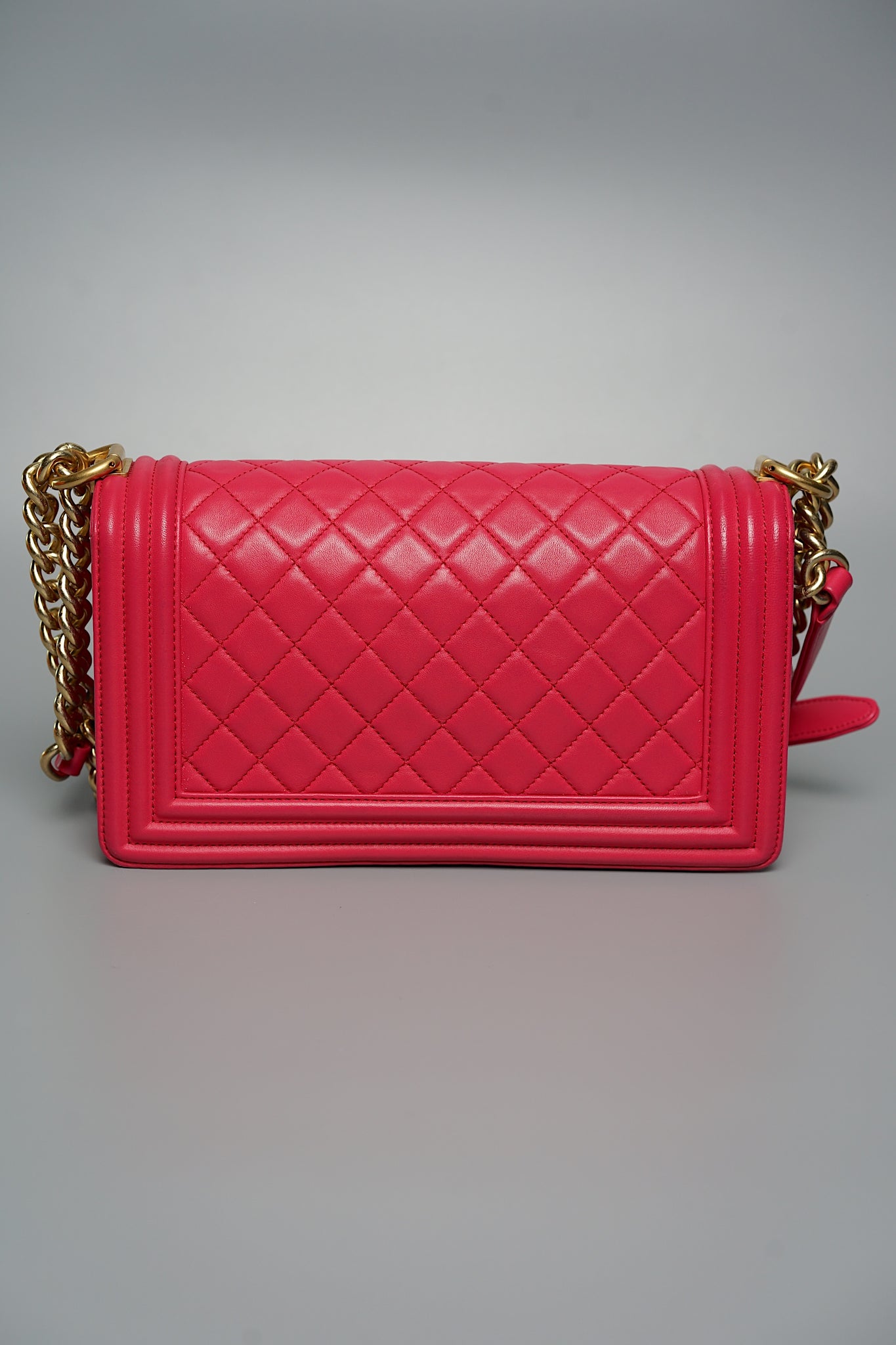 Chanel Boy Medium in Fuschia Lambskin Bghw