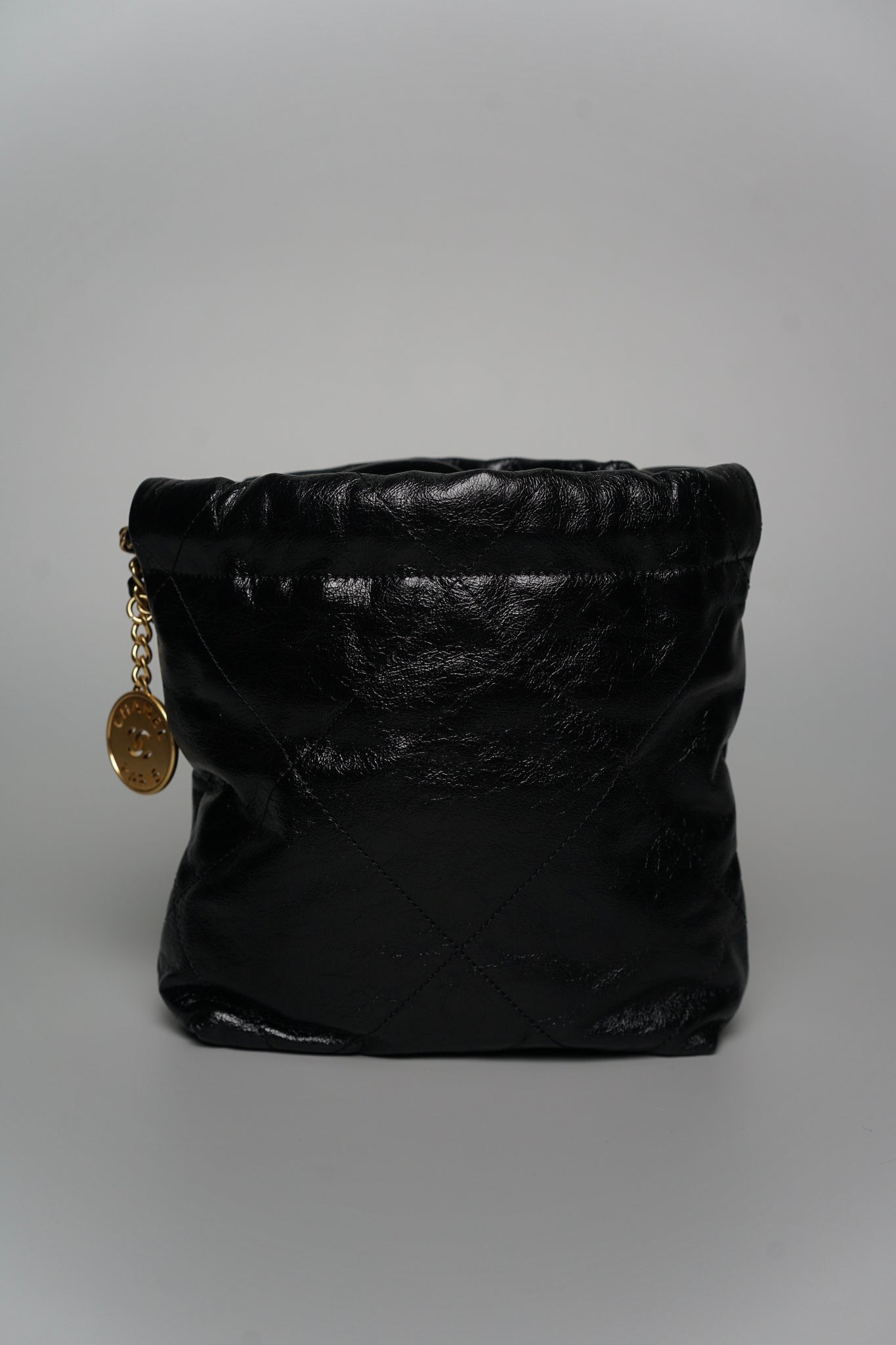 Chanel 22 Mini with Pearl in Black Shiny Crumpled Calfskin Ghw